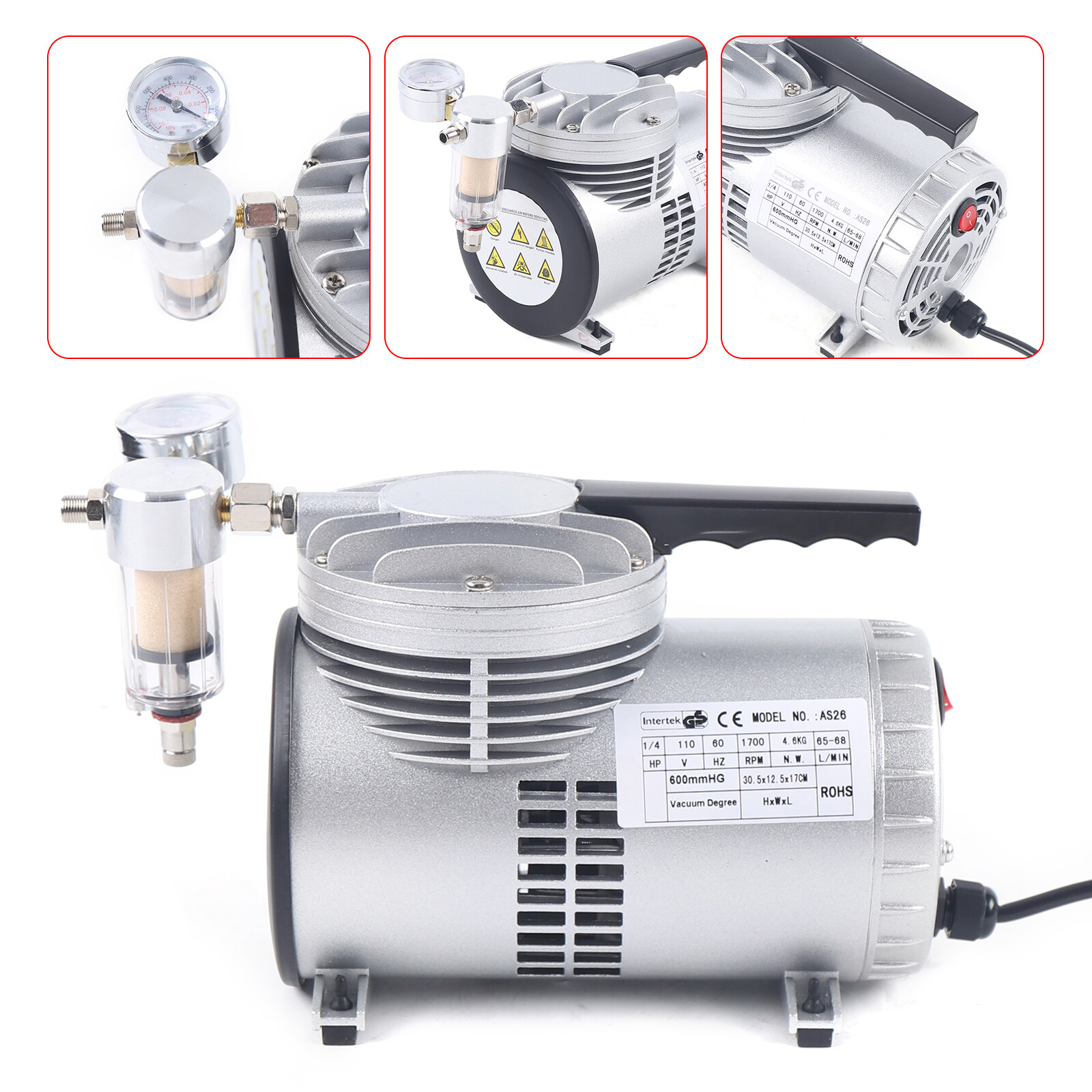 Laboratory Vacuum Pump Oilless Vacuum Pump 600mmhg HVAC Membrane Filter Pump