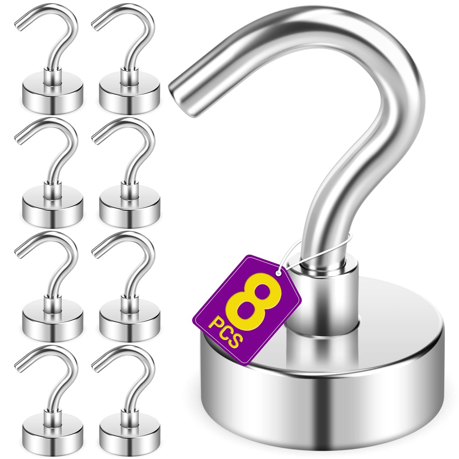 8 Pack Magnetic Hooks for Cruise Cabins, 25 LB Neodymium Magnets with Hooks