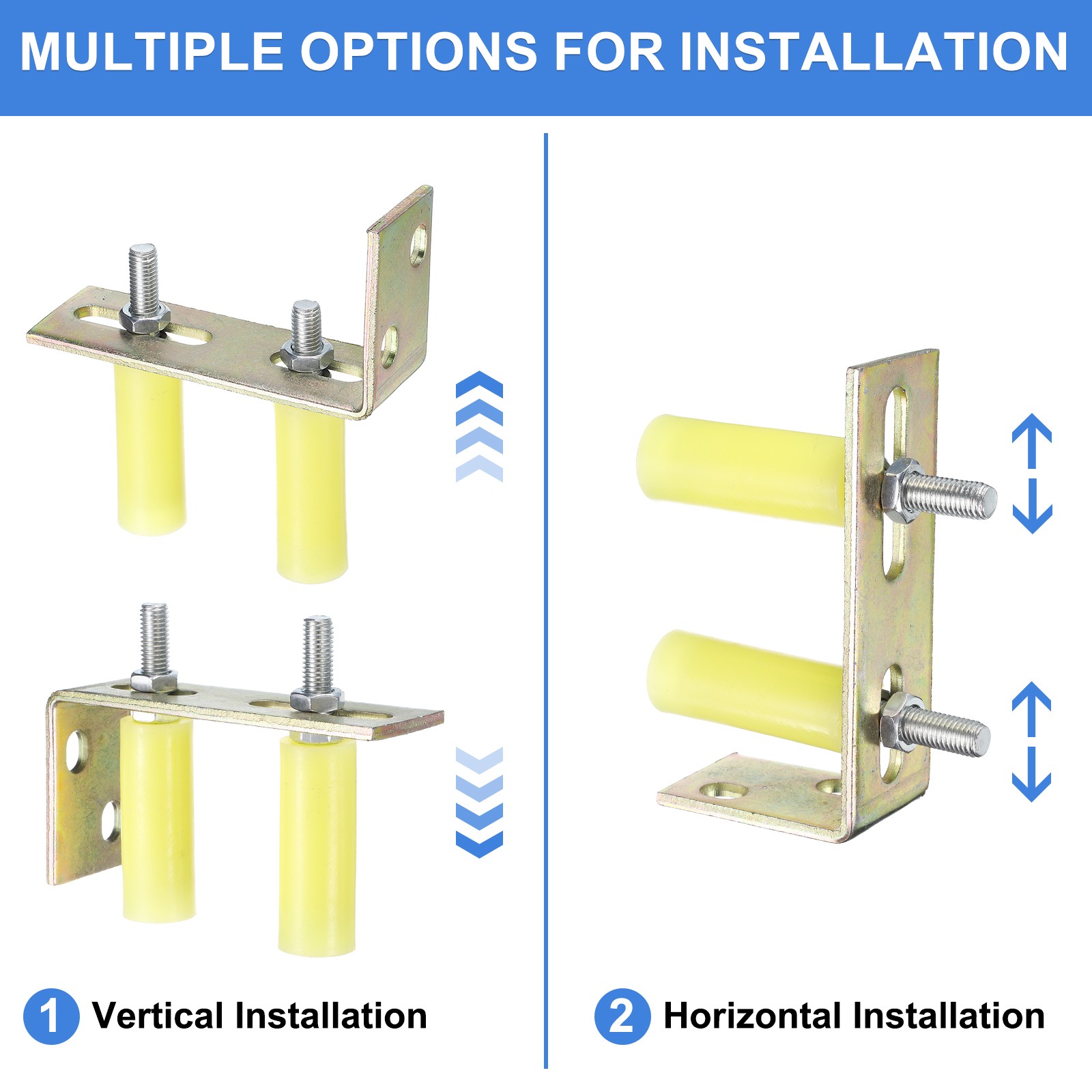 4Pcs Slide Gate Guide Roller 3" Nylon Gate Support Rollers with Bracket Yellow