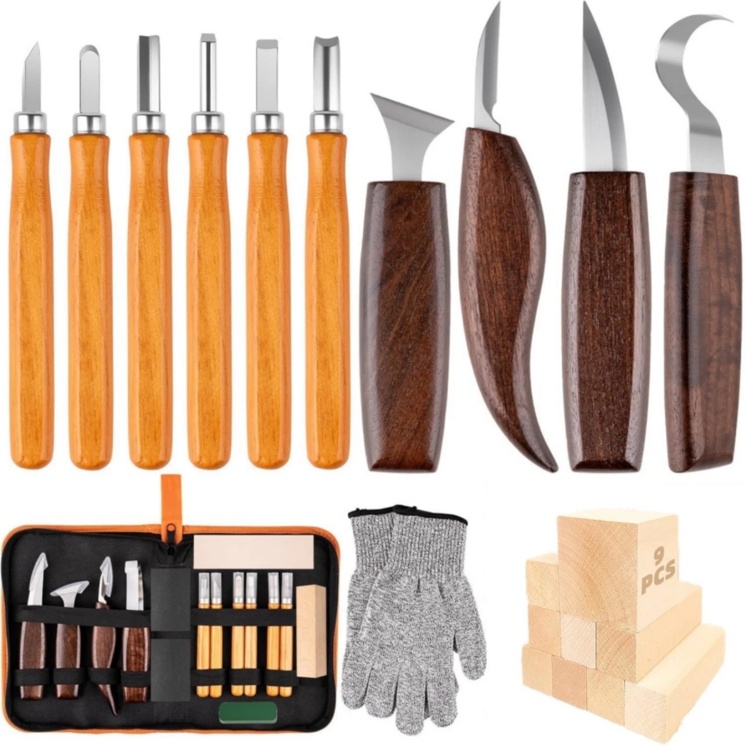 23 IN 1 Wood Carving Tools Kit for Beginners, Complete Woodworking Tools Set