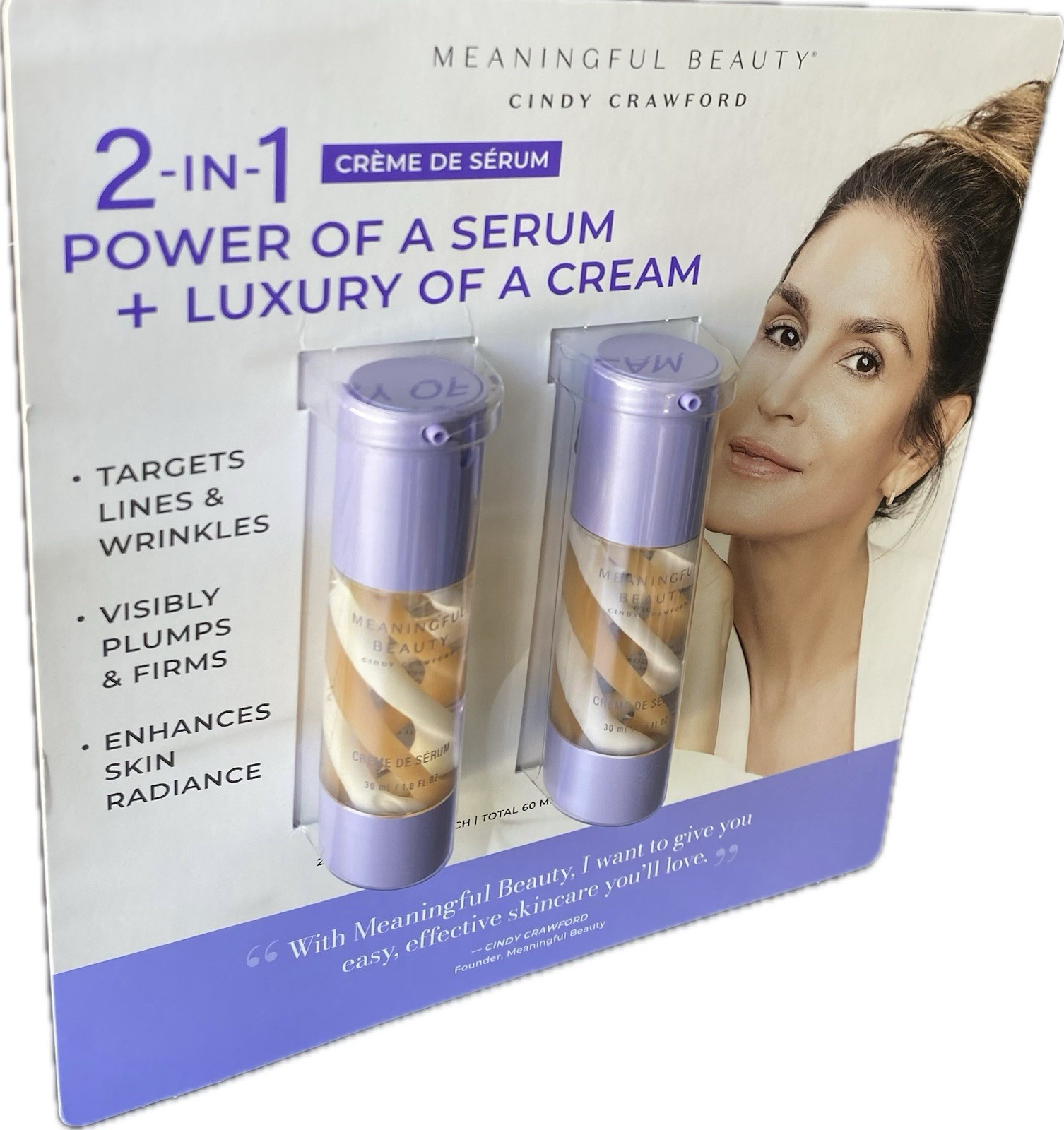 MEANINGFUL BEAUTY CINDY CRAWFORD 2 in 1 Crème De Serum 2 PK 1 Fl Oz Each 1949285