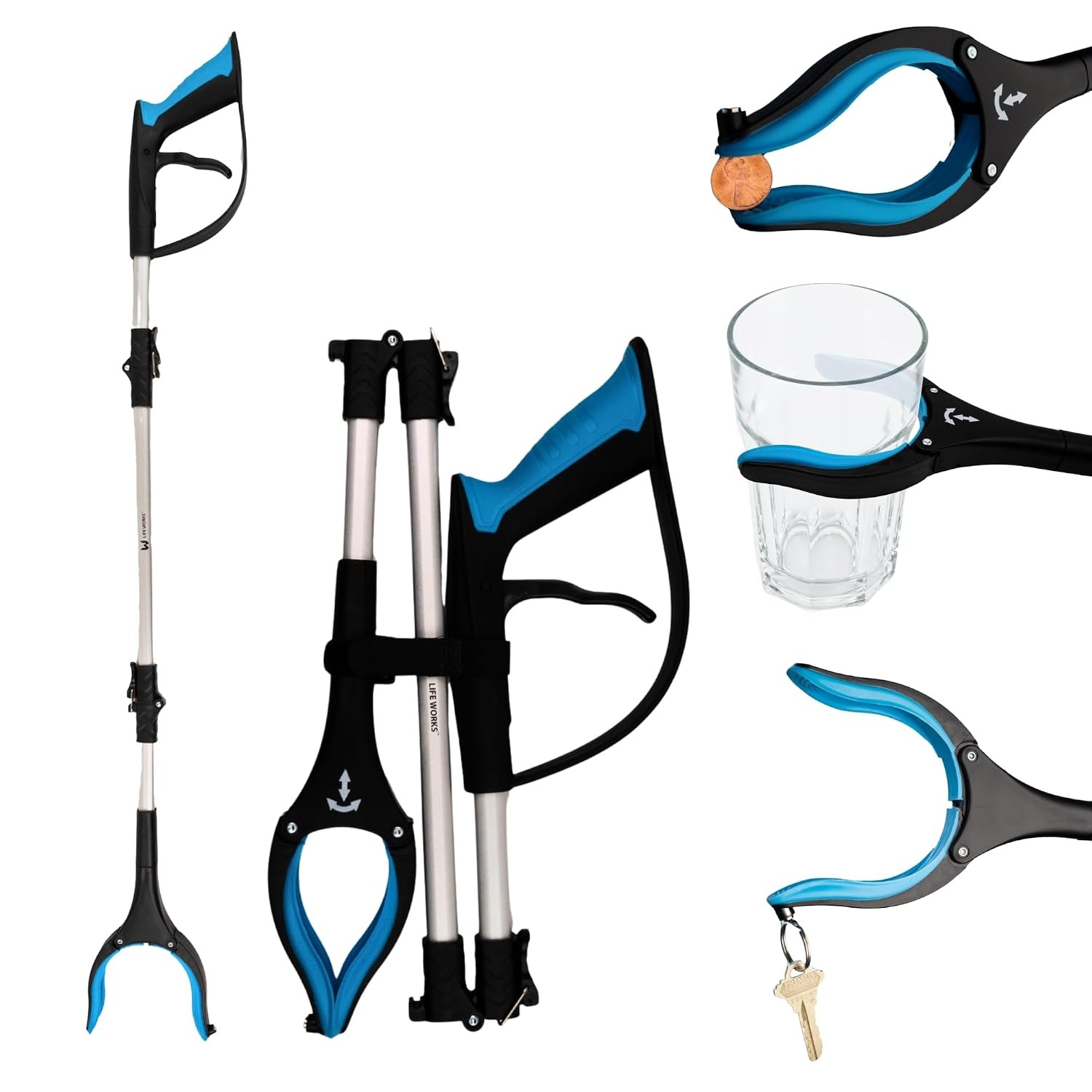 Reacher Grabber Tool, 360° Rotating Head, Lightweight 36" Foldable Arm,