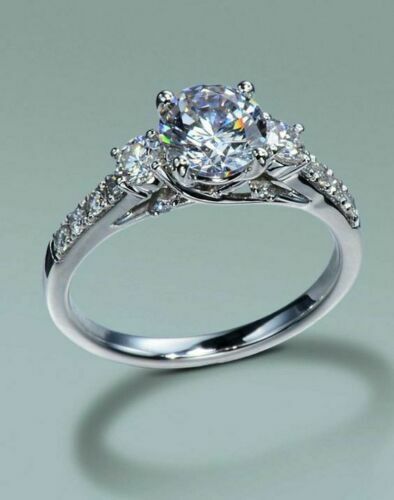 1.35Ct Round Cut White CZ Engagement Wedding Ring Solid 925 Sterling Silver