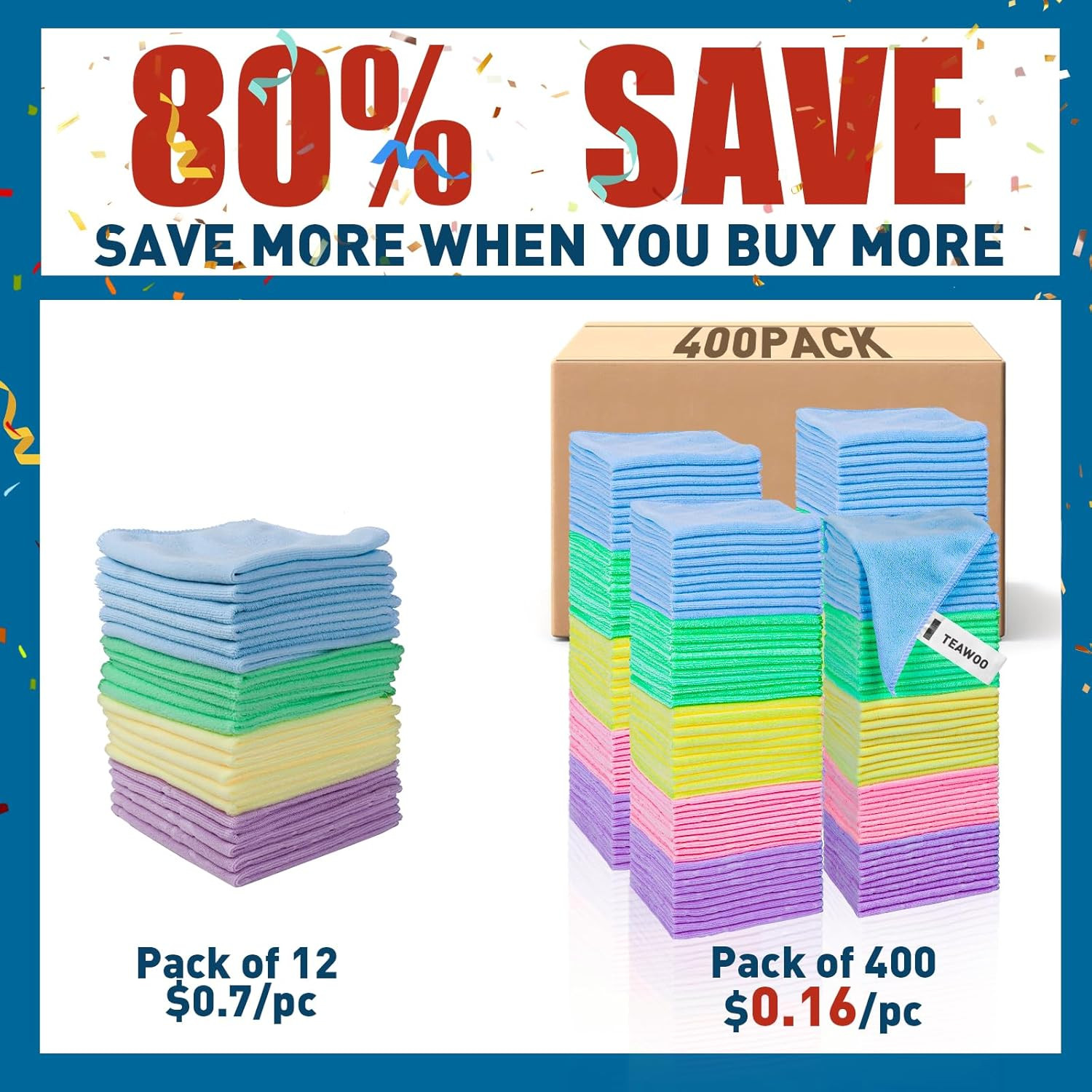 Microfiber Towels Bulk-400 Pack, Cleaning Cloths, Microfiber Towels for Cars, Cl