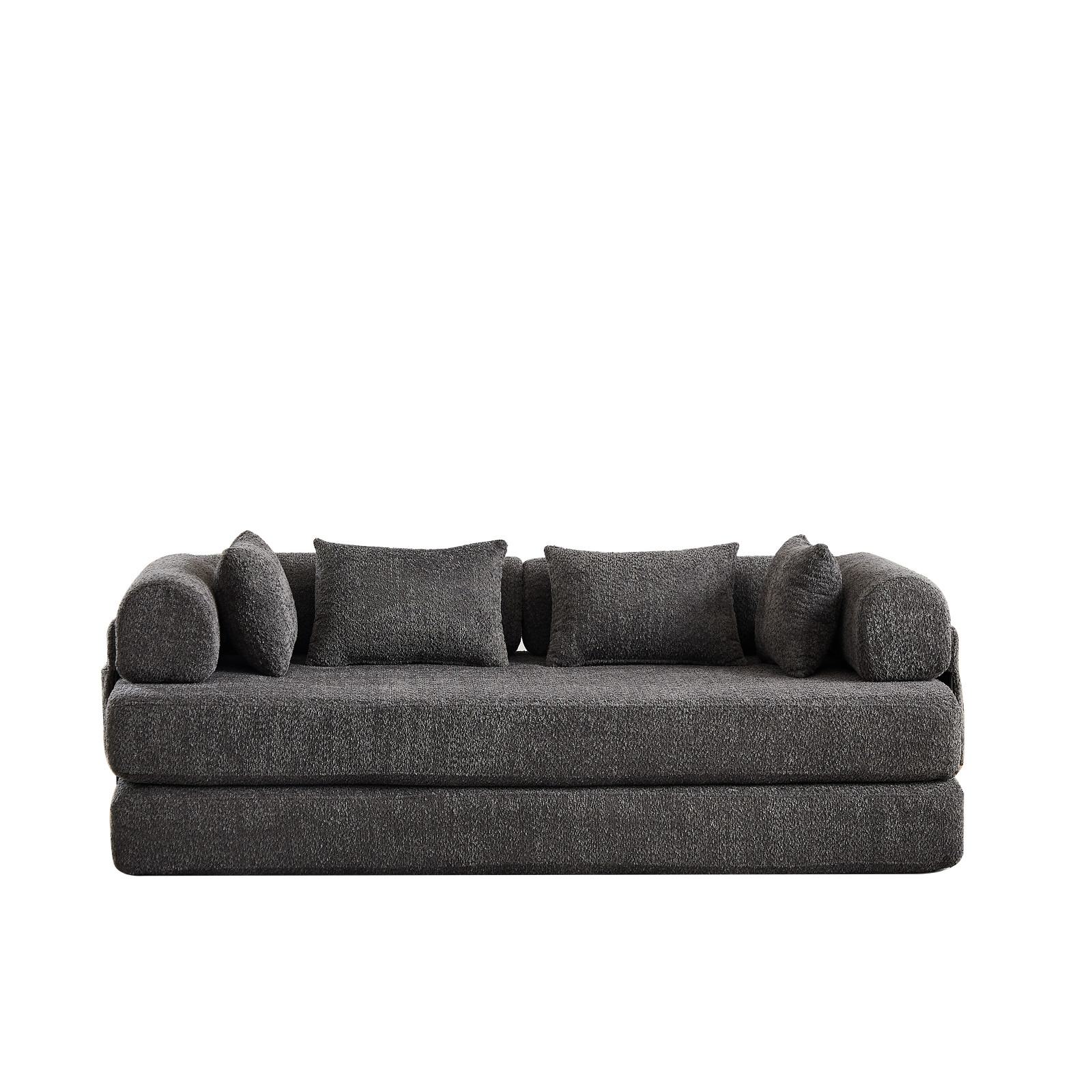 78.7" Convertible Sleeper Sofa Bed w/Cylindrical Pillow, Folding Sofa Bed Grey