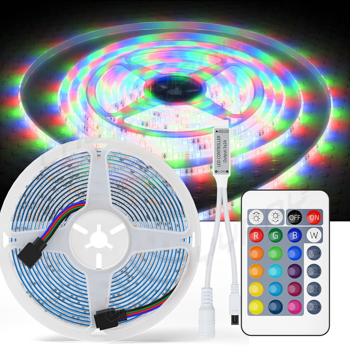 16FT Flexible 2538 RGB LED Strip Light Remote Fairy Light Room Party Waterproof