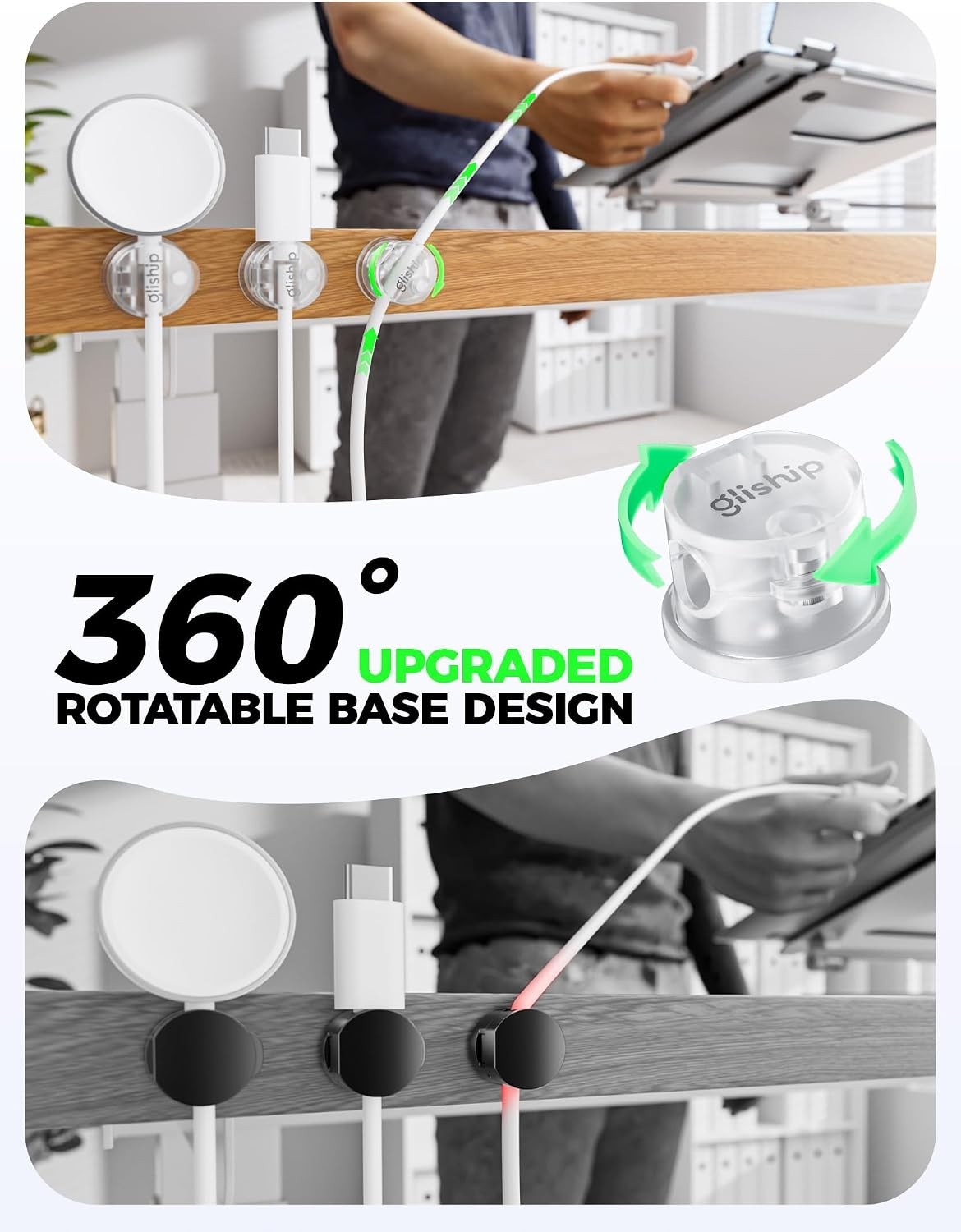 Upgraded 360° Magnetic Cable Clips - Strong Adhesive for Ultimate Cable Control