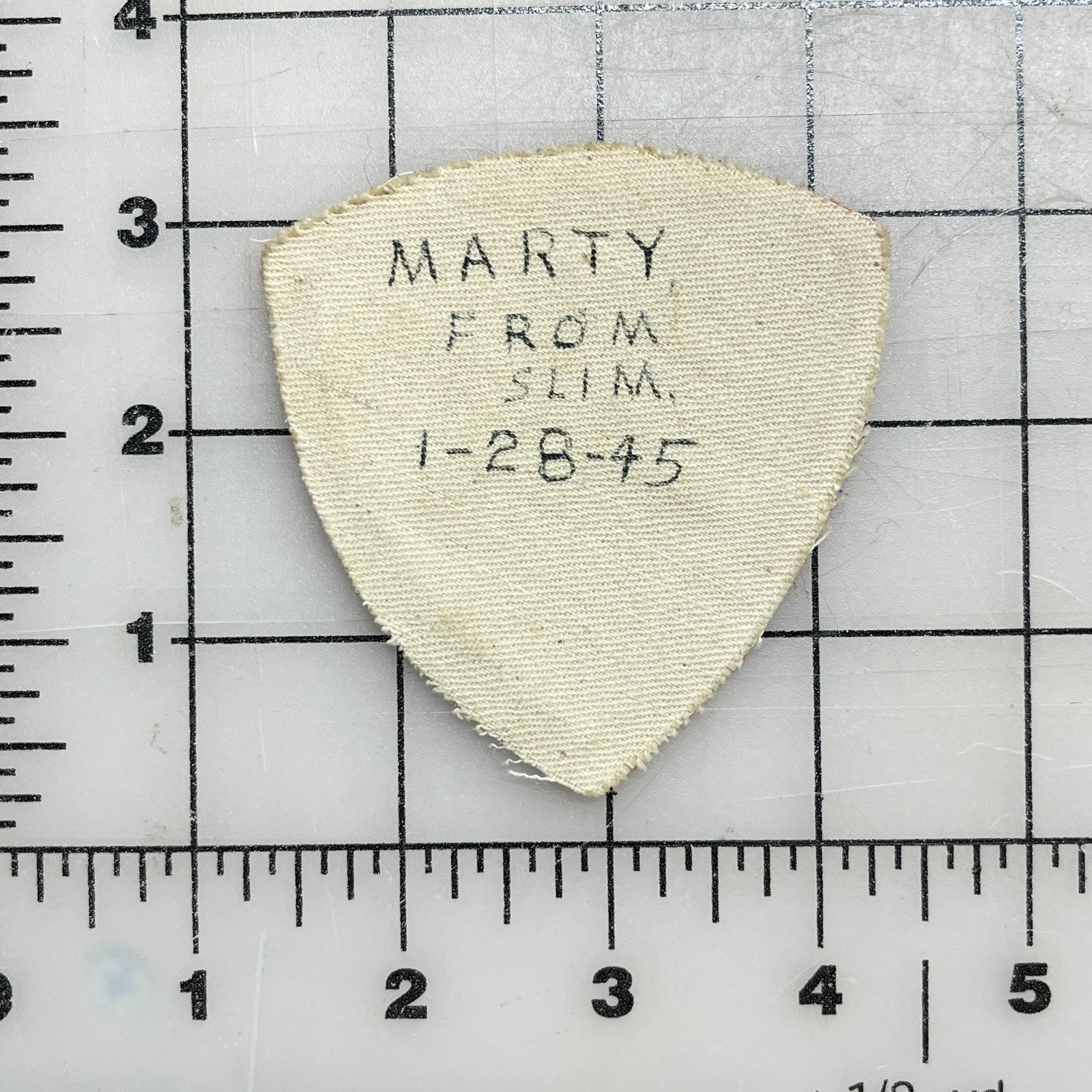 3rd Marine Division Original WW2 Wool Patch Dated "Marty From Slim 1-28-45"