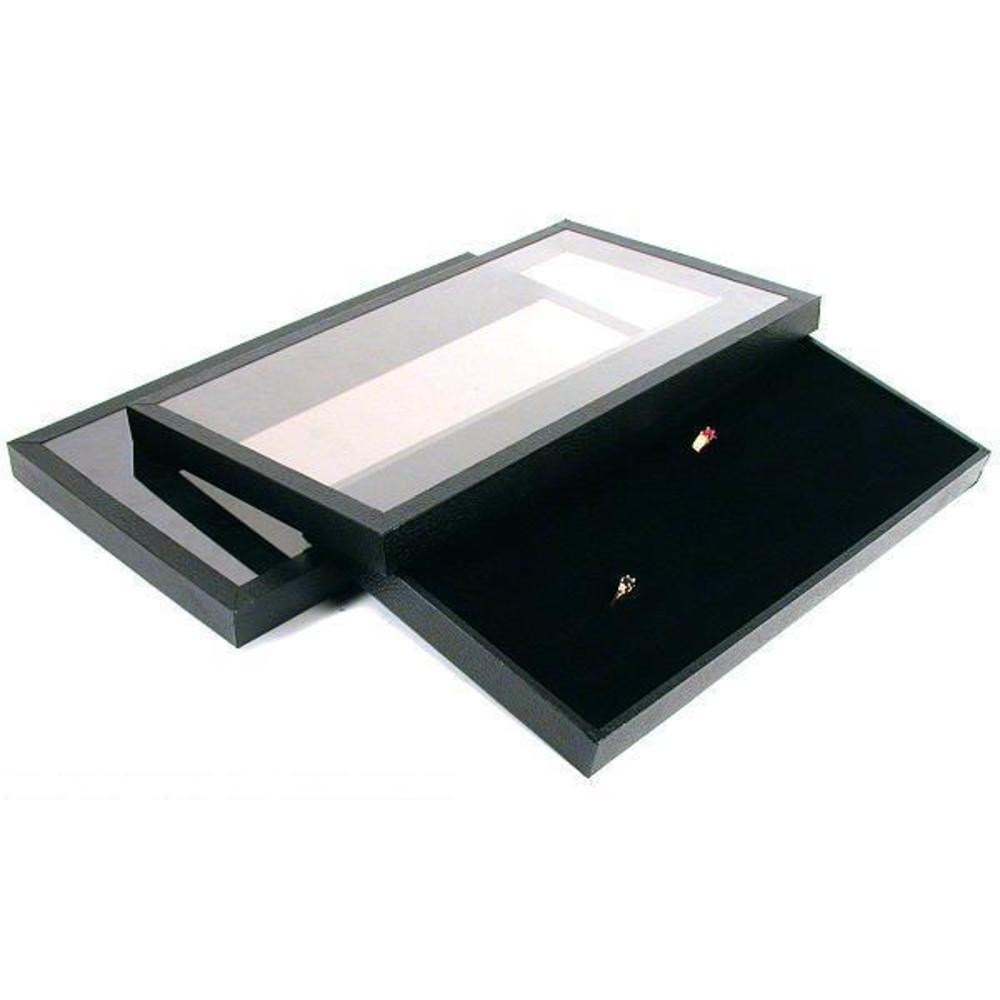 144 Slot Black Ring Jewelry Acrylic Lid Tray Display