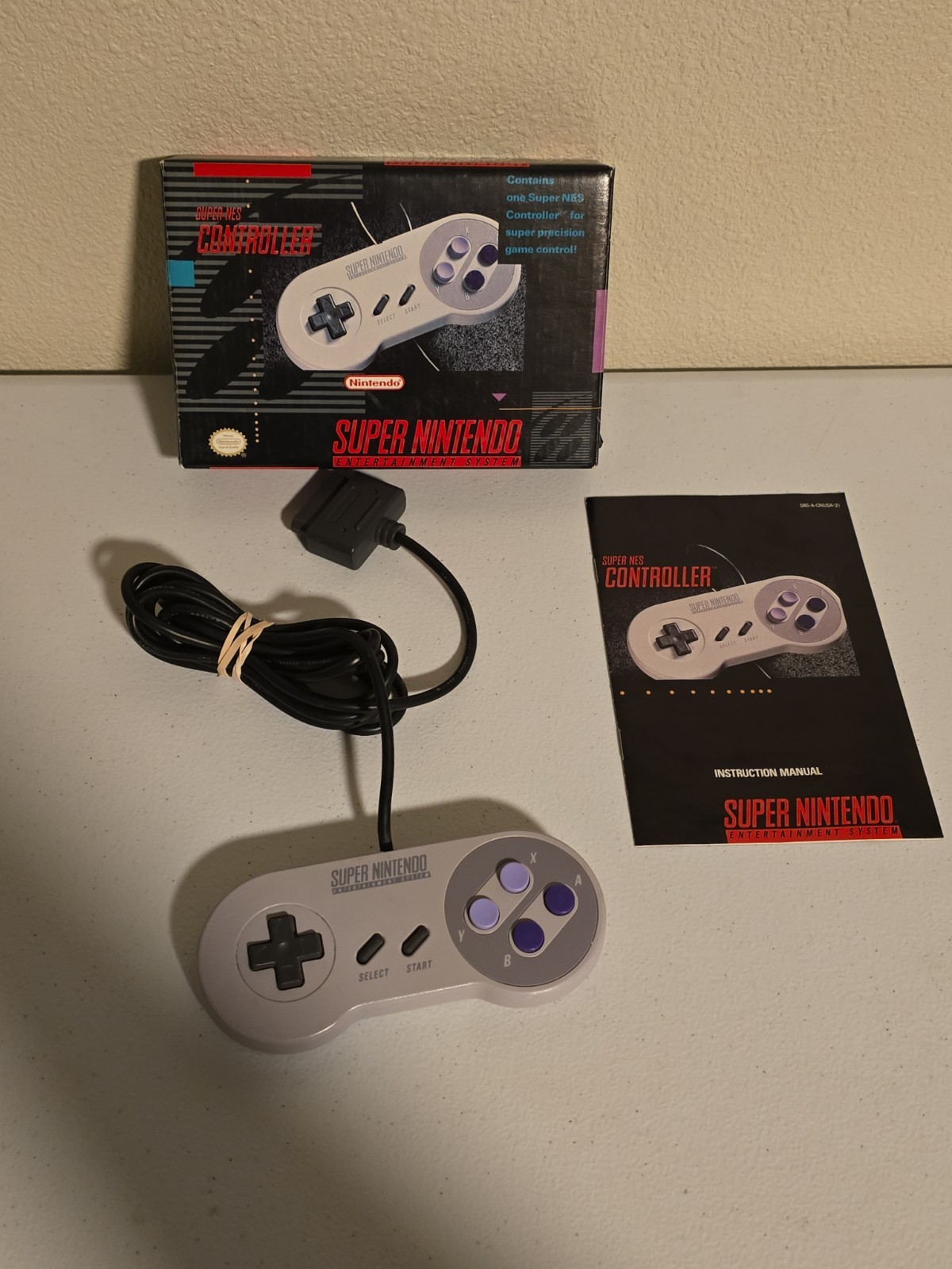Super Nintendo SNES Controller CIB COMPLETE IN BOX TESTED AND WORKING!