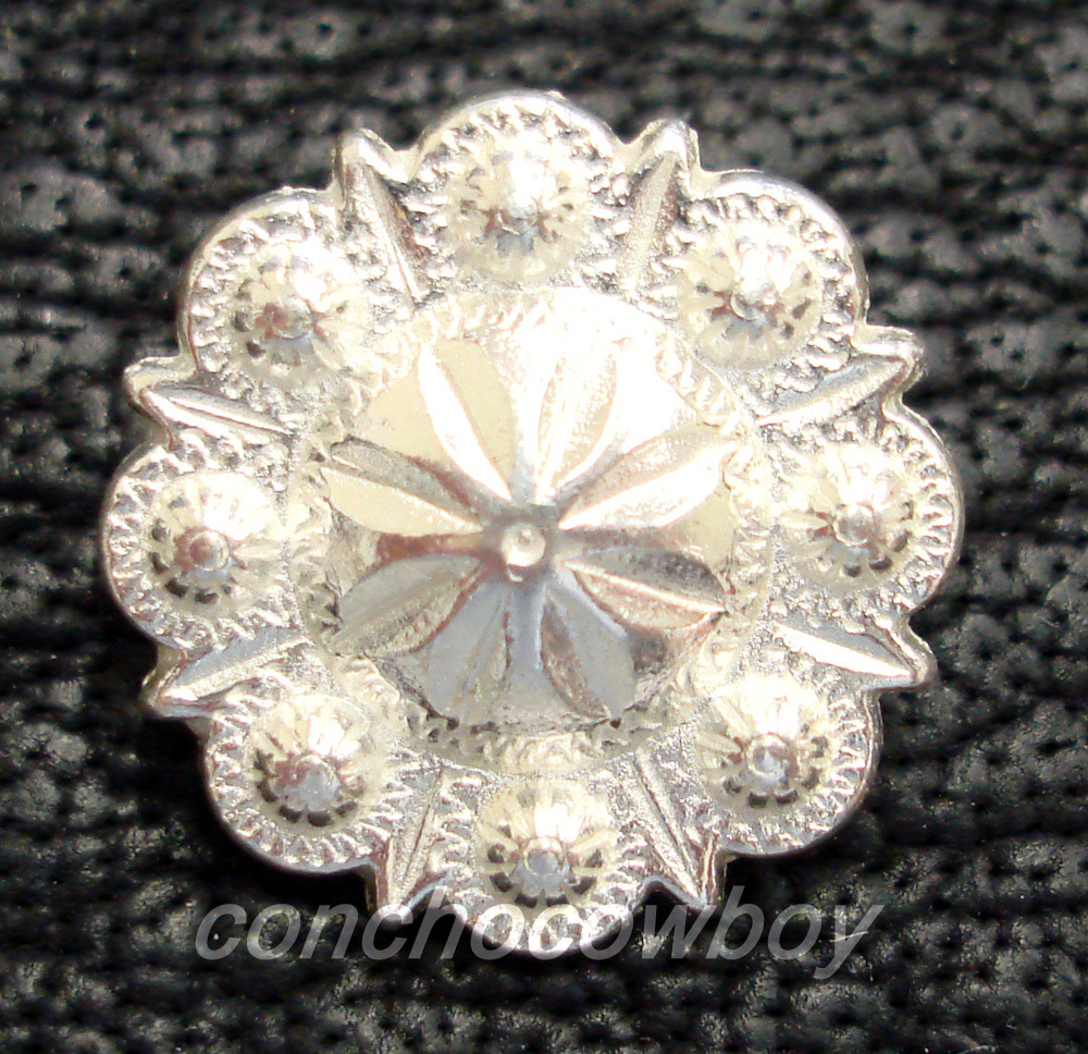 WESTERN HORSE HEADSTALL SADDLE TACK BRIGHT SILVER BERRY CONCHO 3/4" screw back