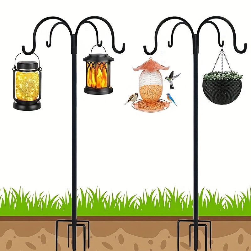 Adjustable Garden Shepherd Hook 88", Outdoor Stake with 4 Hooks for Planters