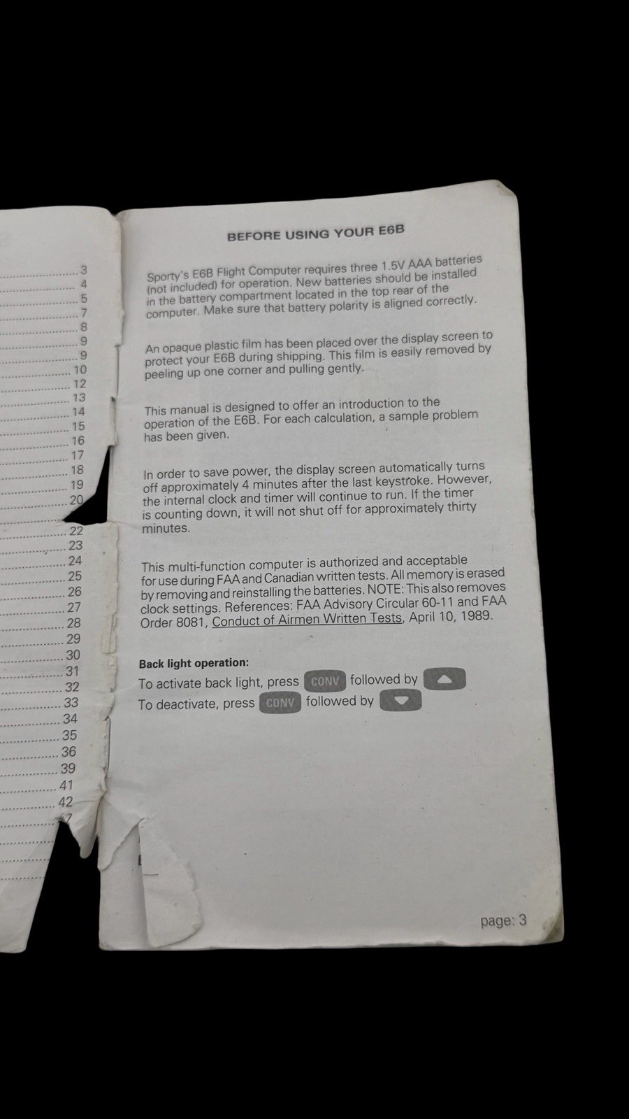 Sporty’s E6B Electronic Flight Computer Manual Pilot Aviation Guide 2016 Damaged