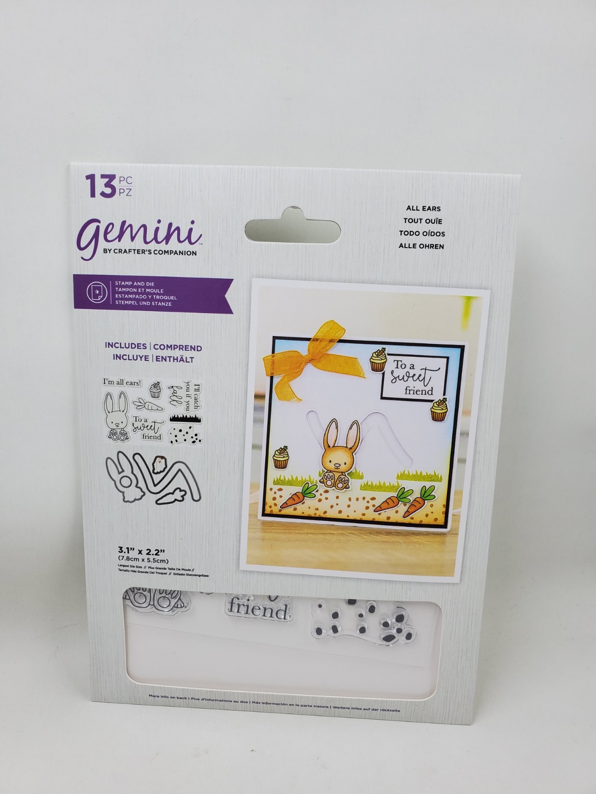 CSD2 Crafters Companion All Ears Bunny Penny Slider Stamp & Die 13pc Set New