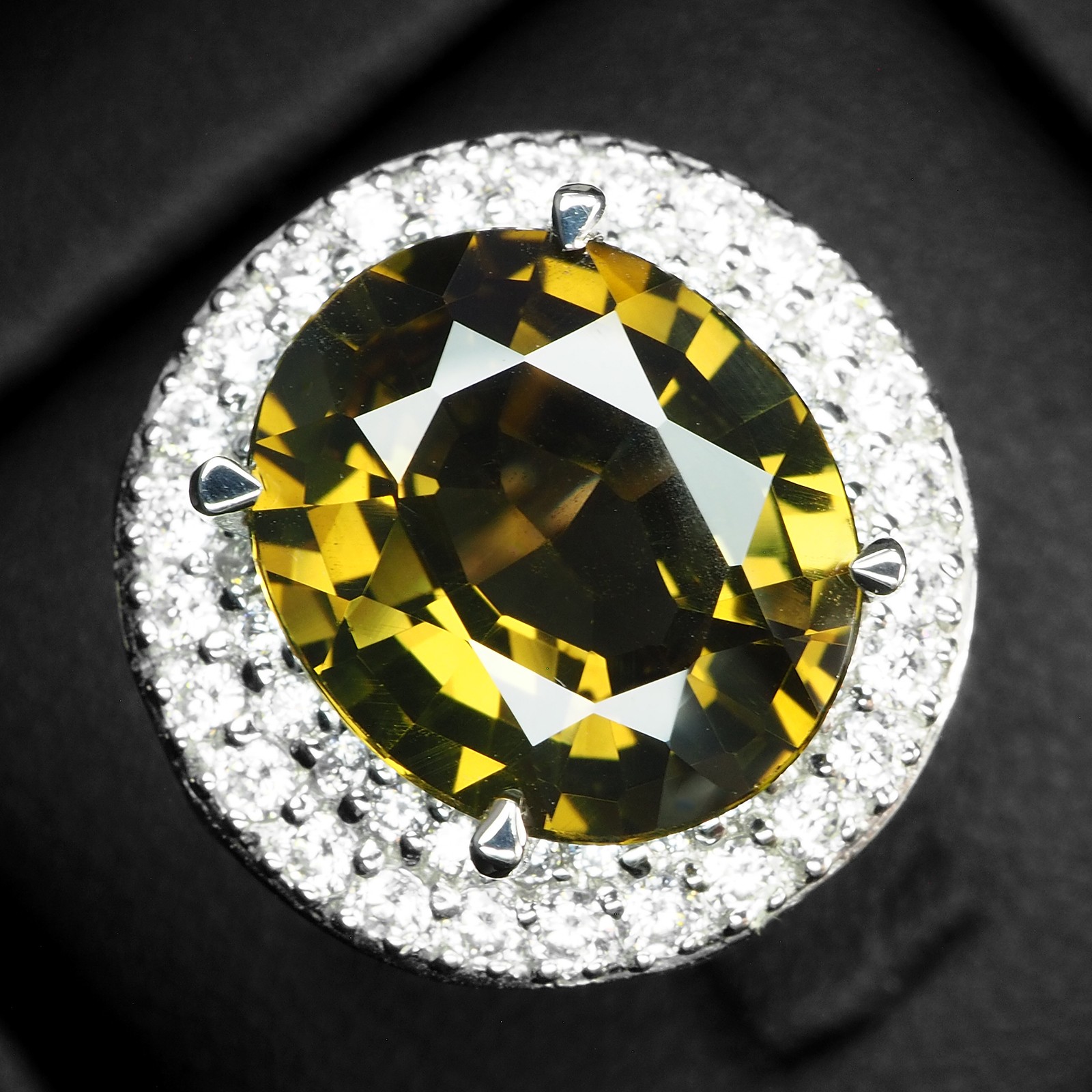 Yellowish Green Tourmaline Oval 8.80Ct 925 Sterling Silver Handmade Halo Rings
