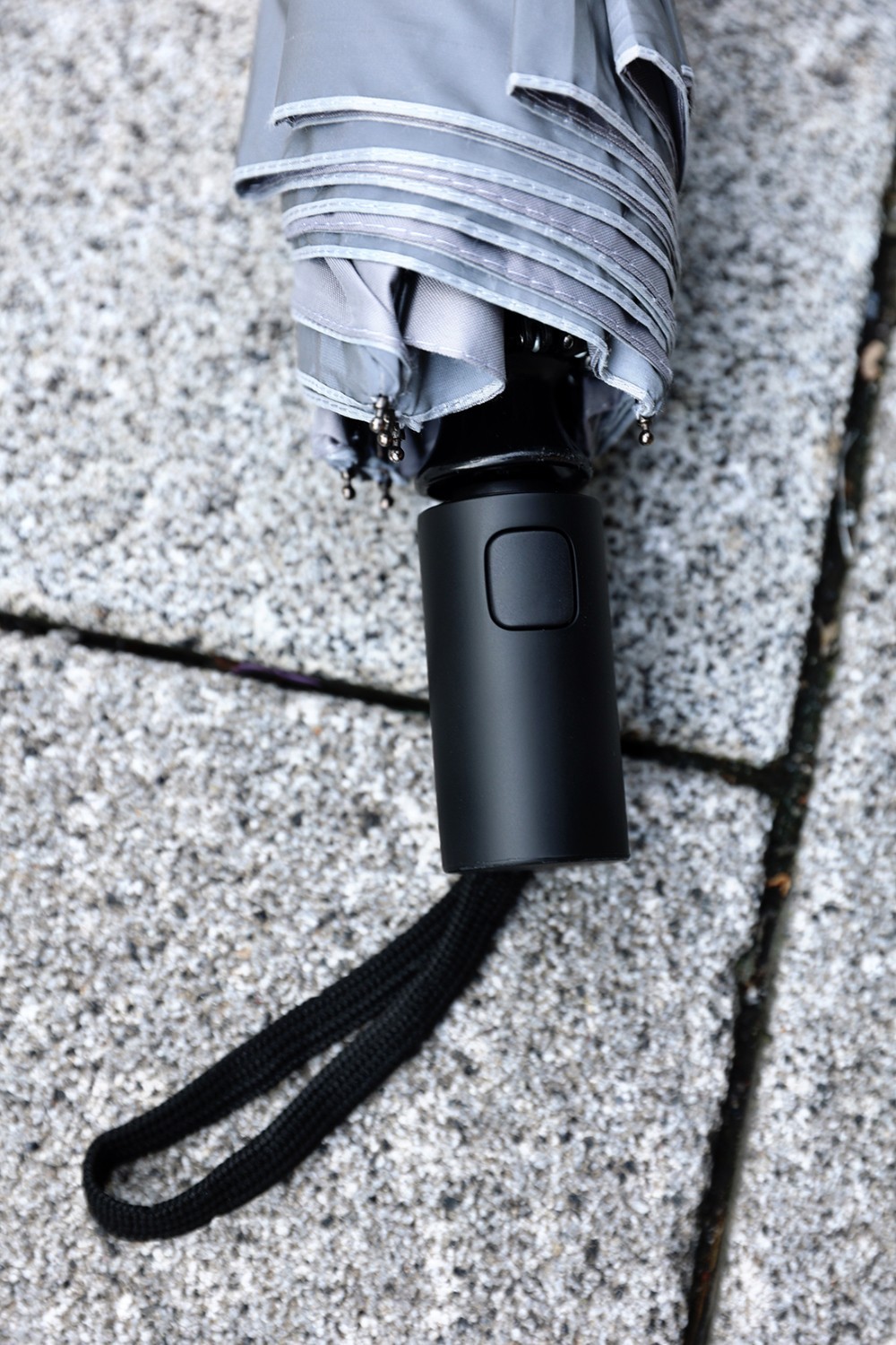 ByTheR Logo Reflective Compact Push Button 3-Stage Automatic Umbrella Gray