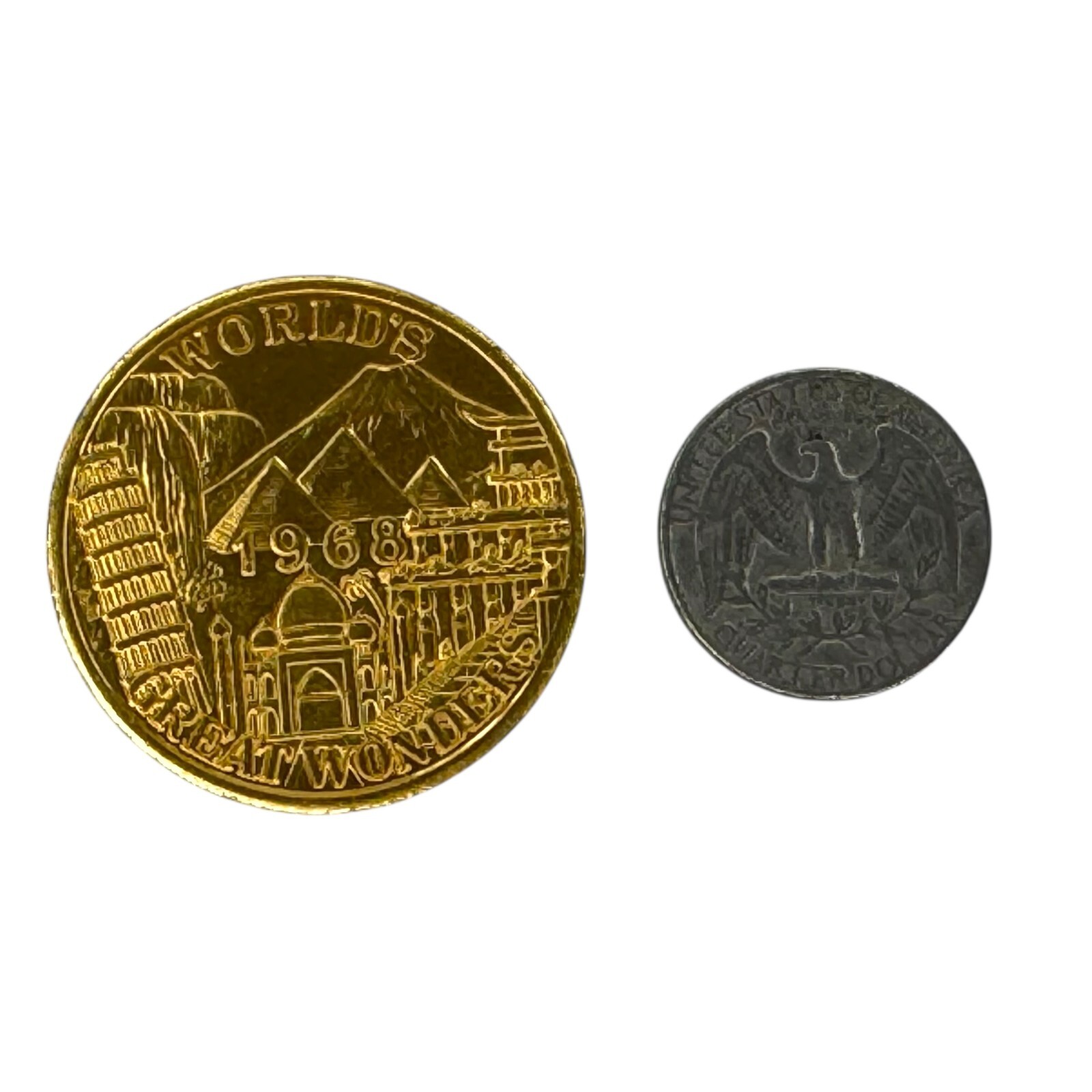NEW ORLEANS MARDI GRAS COIN KREWE OKEANOS WORLD'S GREAT WONDERS 1968 DOUBLOON