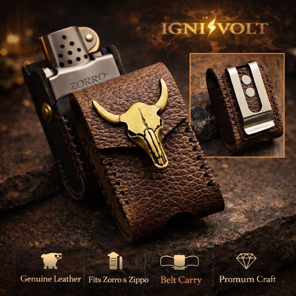 Cowhide Leather Lighter Case for ZORRO ZP Zippo Belt Clip Camping Holder Pro...