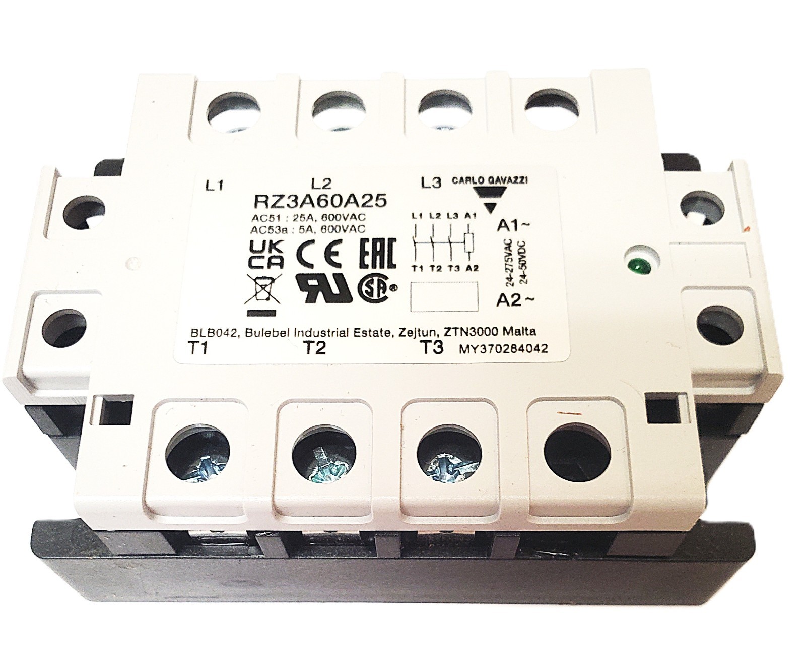 CARLO GAVAZZI RZ3A60A25 Solid State Relay 25A 600VAC 5A