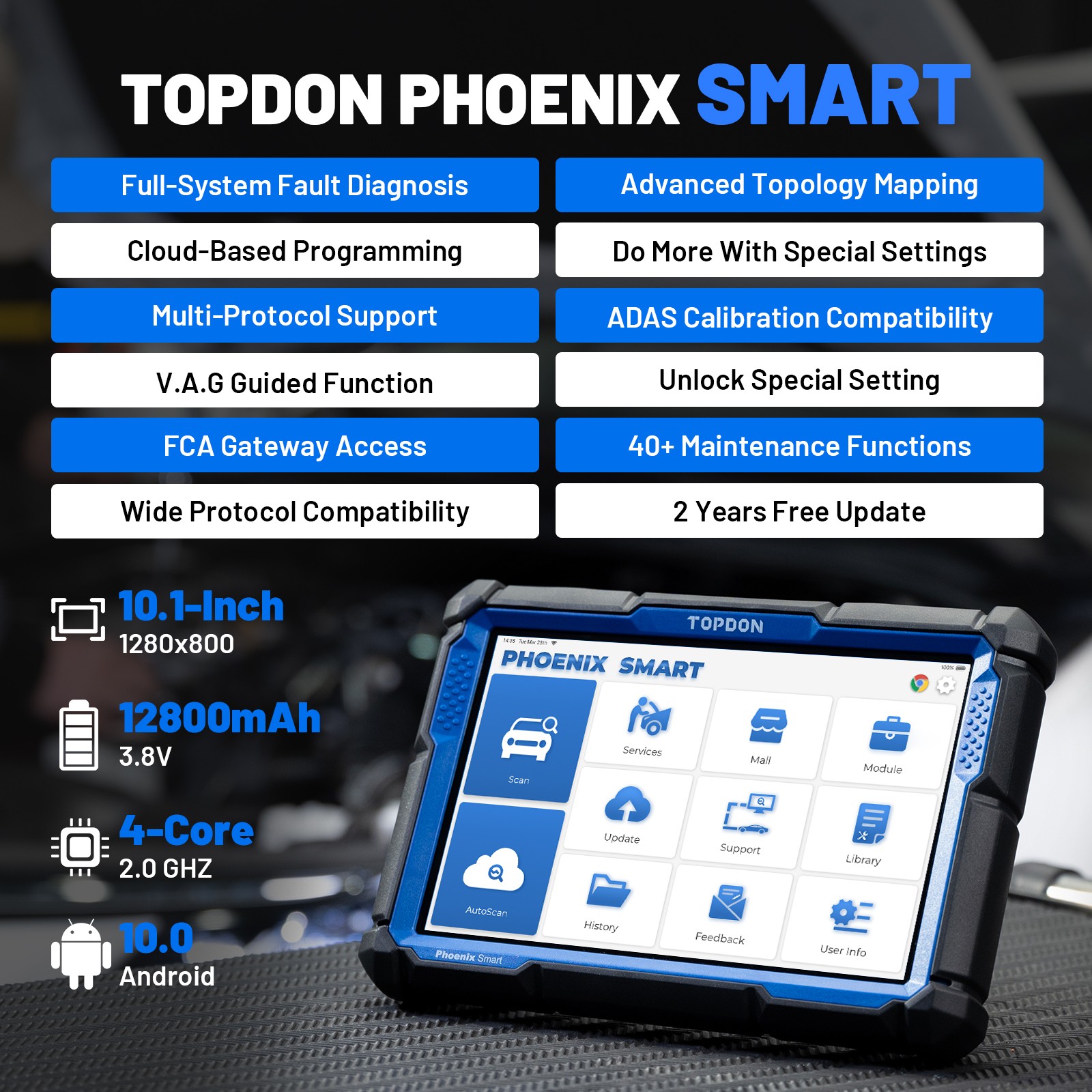 TOPDON Phoenix Smart Key FOB Programming Tool Bidirectional Key Coding 41+ Reset