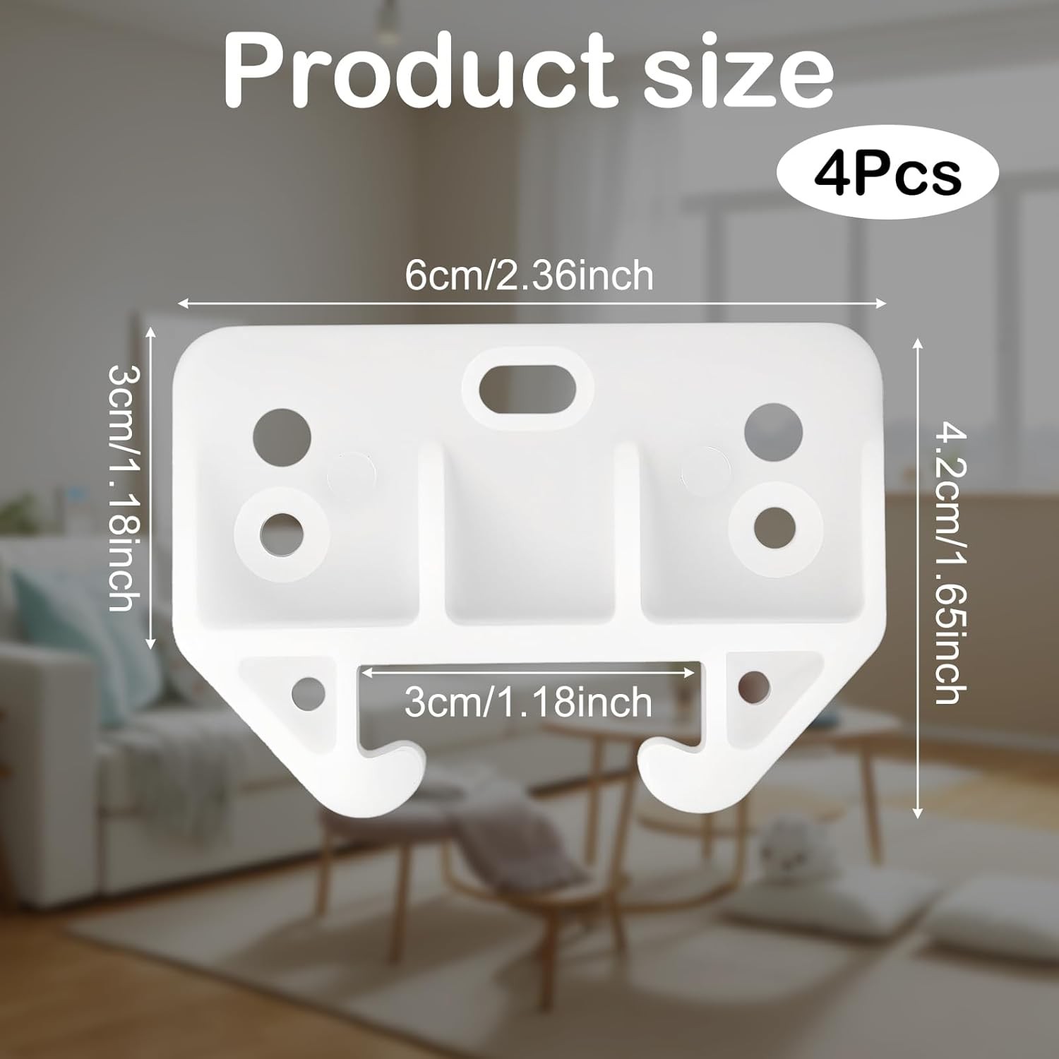 4PCS White Plastic Drawer Slides Cabinet Glides Replacement Tracks for Dresser