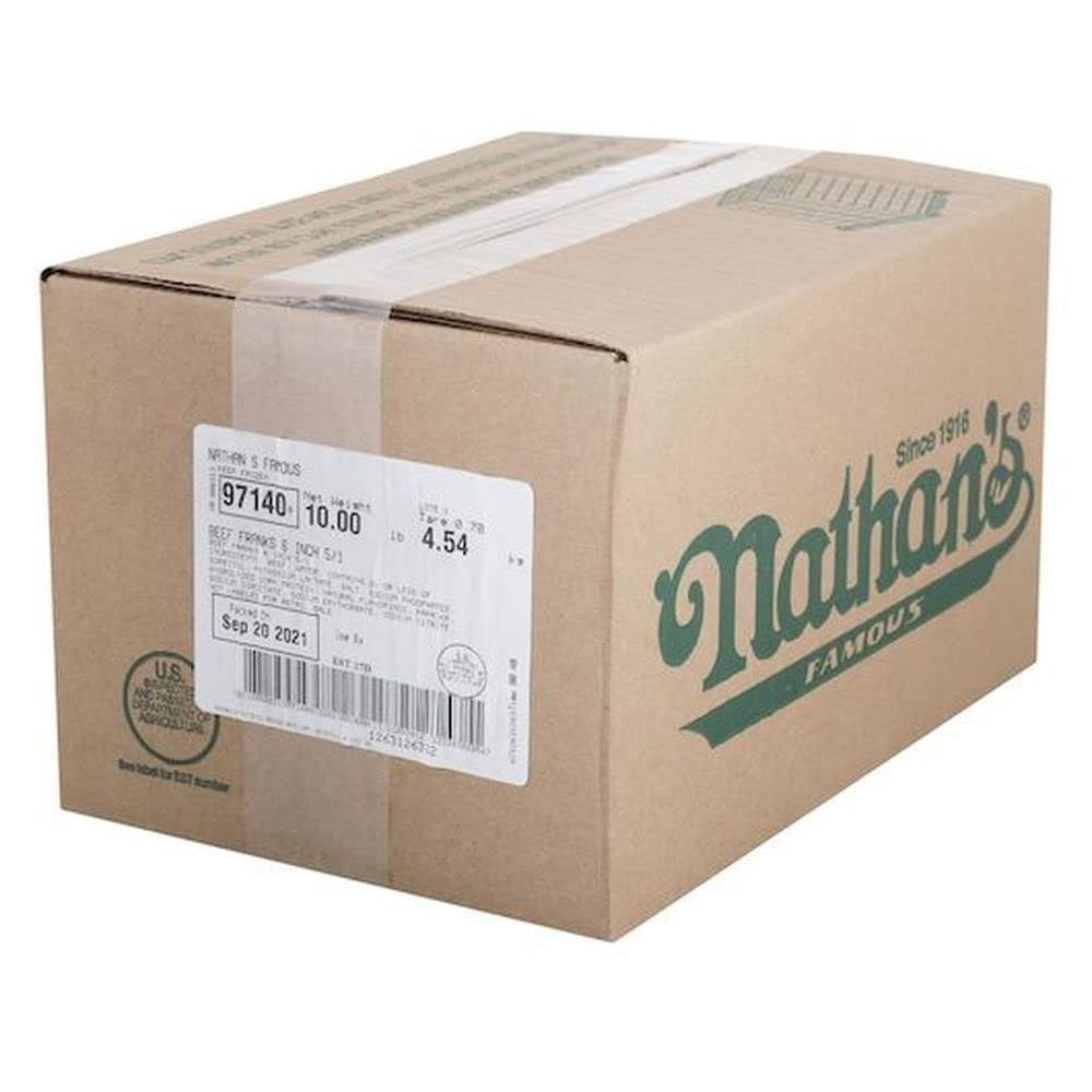 Nathans Famous 5/16 Beef Frank, 5 Pound - 2 per case