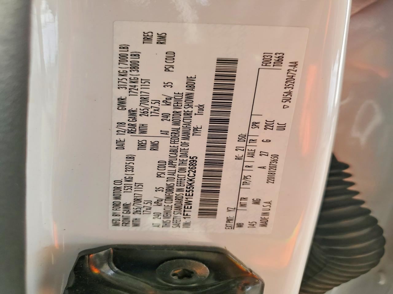 F150 2019 Glove Box 5007262