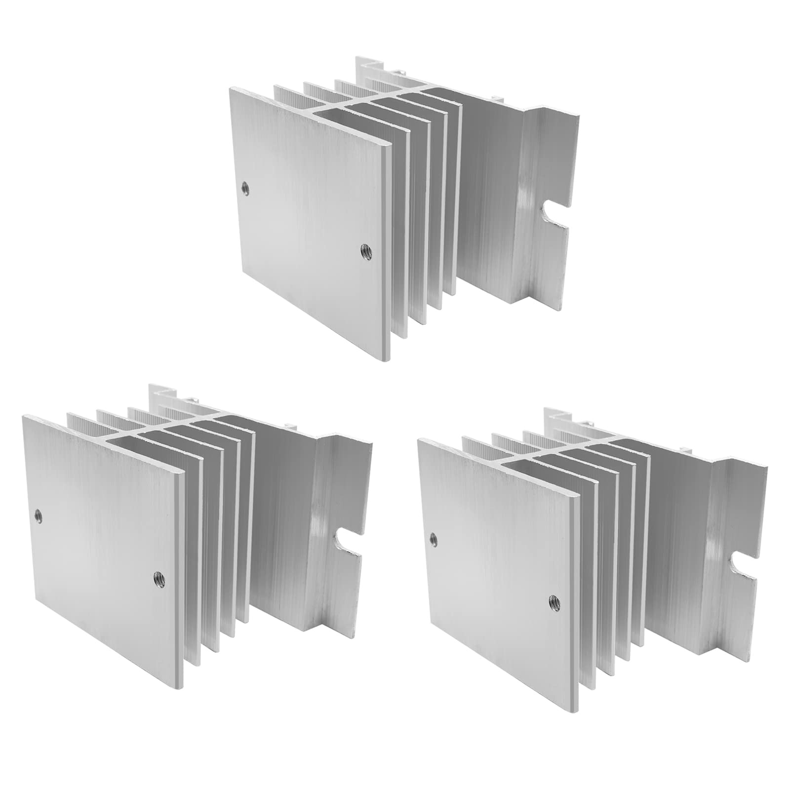 Aluminum SSR Heat Sink 3 PCS Solid State Relay Silver Radiator Single Phase