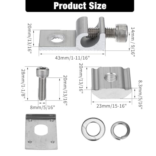 16 Pcs Solar Panel Grounding Lugs, Stainless Steel, Silver, MOUNT BRACKET,