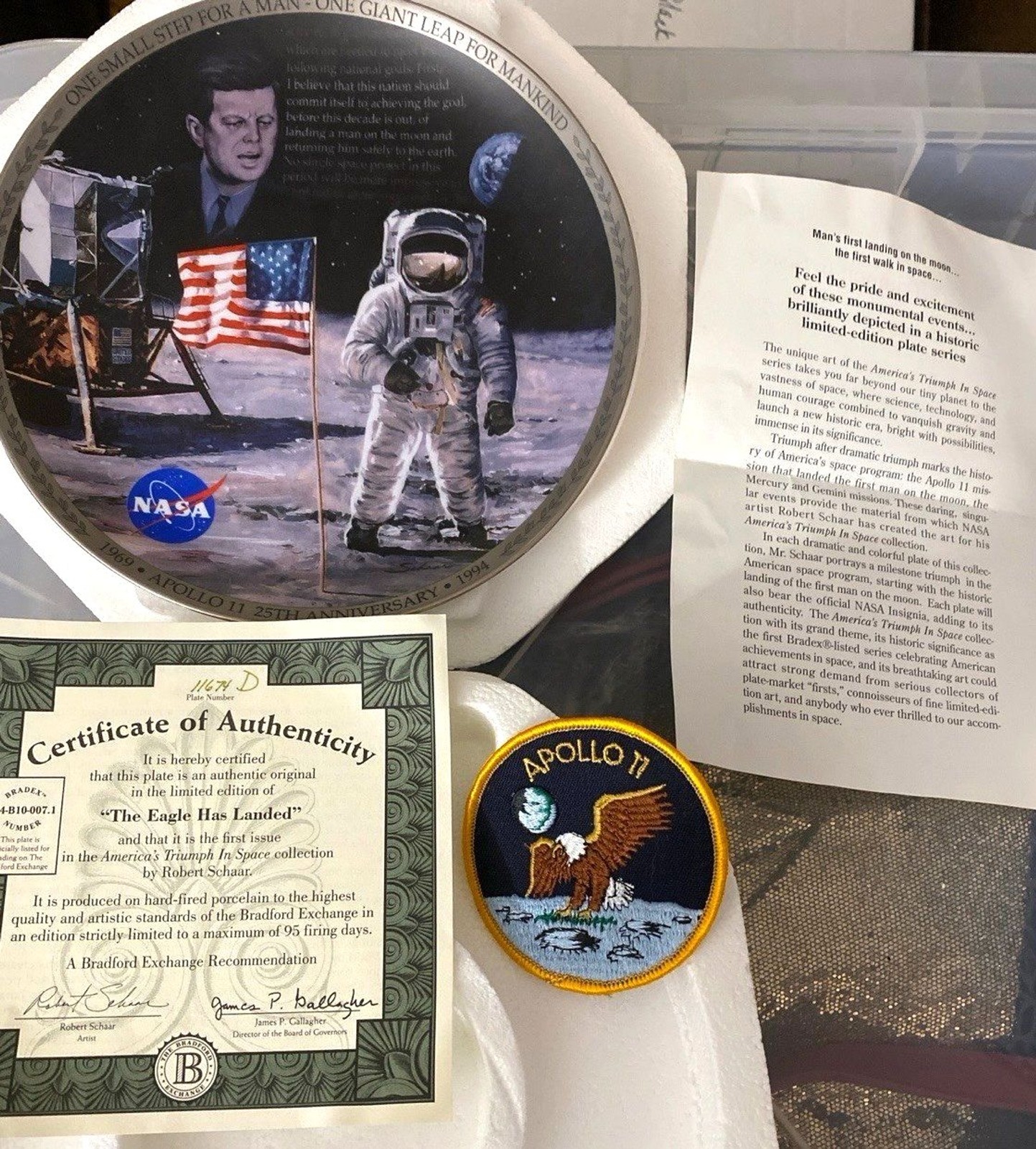 Apollo 11 25th Anniversary Bradford Exchange Plate Eagle Has Landed NASA w COA P