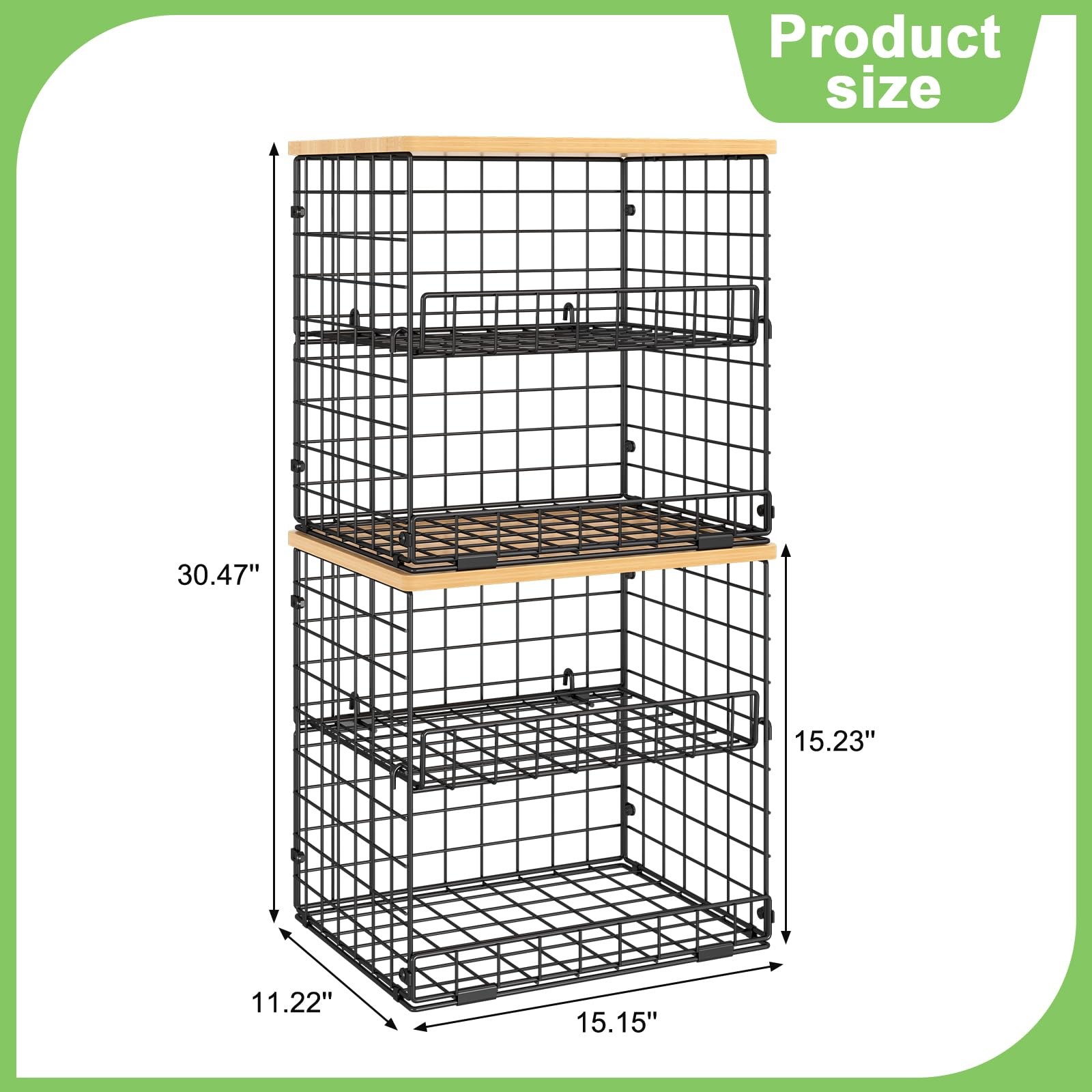 Best 4 Pack Stackable Wire Baskets for Pantry Organizers and Storage, with Fixed