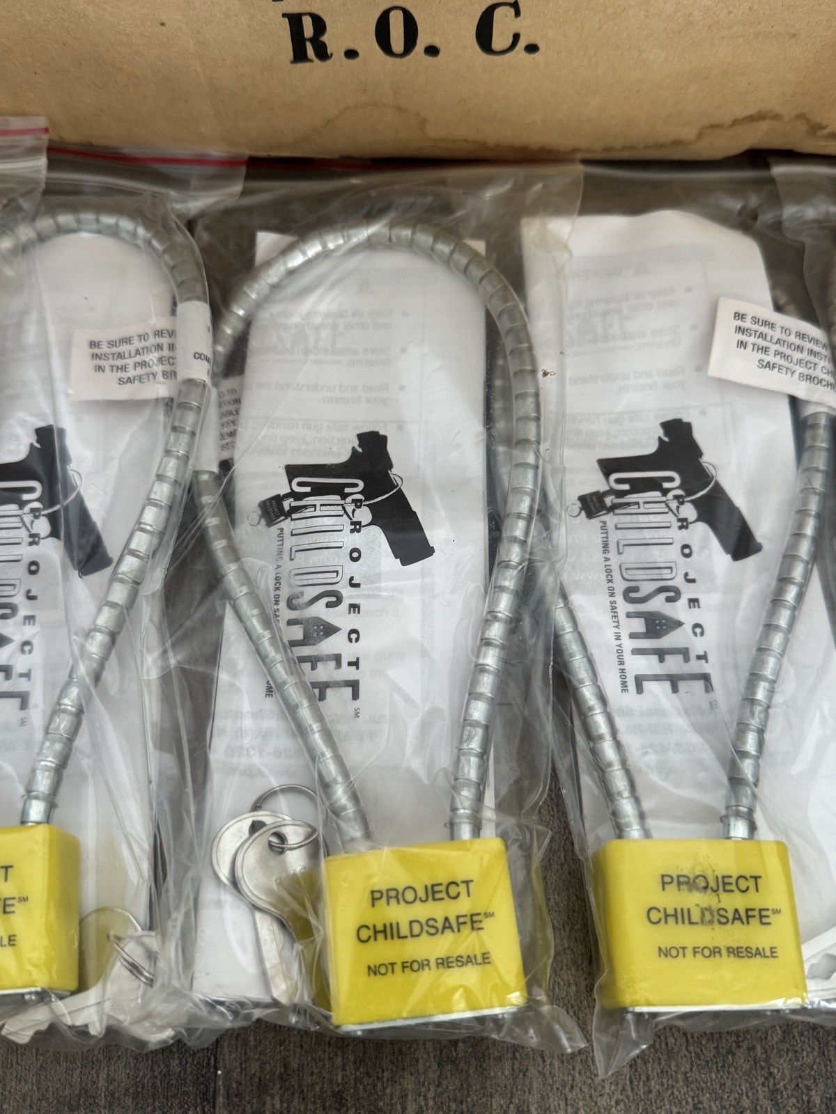 Five PROJECT CHILDSAFE Gun Lock - Child Safe Cable With Padlock, 2 Keys
