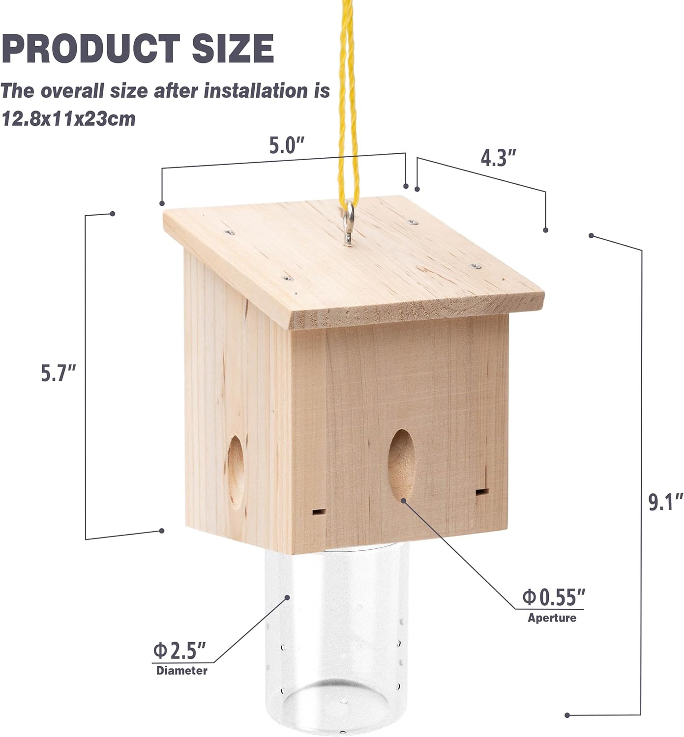 Carpenter Bee Trap for outside - Pentroof Style Nature Hanging Wood Carpenter Be