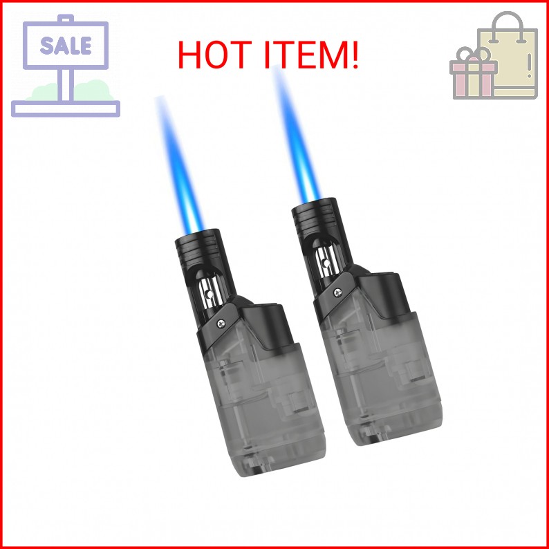 Torch Lighter, 2 Pack Mini Butane Refillable Jet Flame Torch Lighters, Windproof