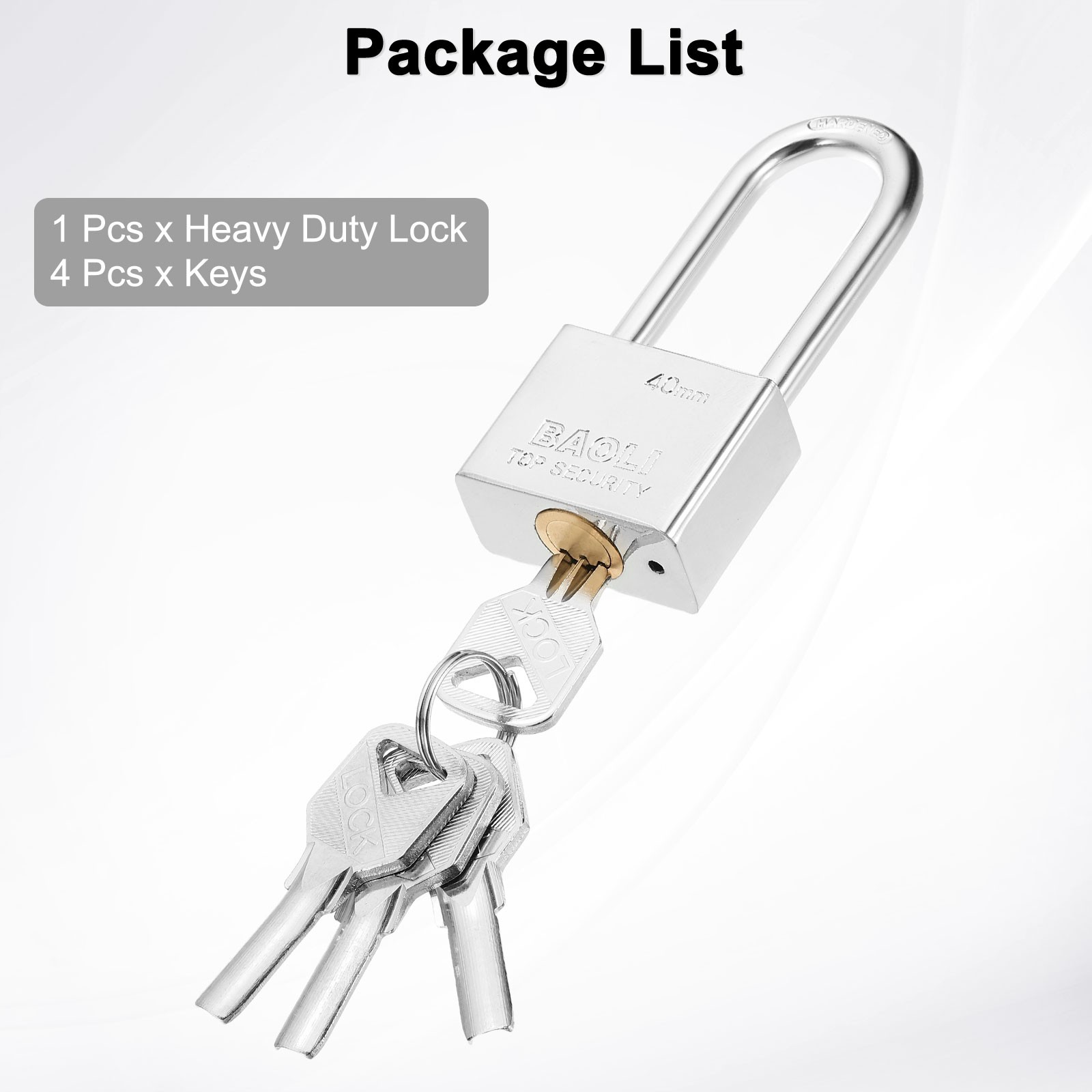 40 x 20 x 90mm Heavy Duty Lock Alloy Steel High Security Padlock with 4 Keys