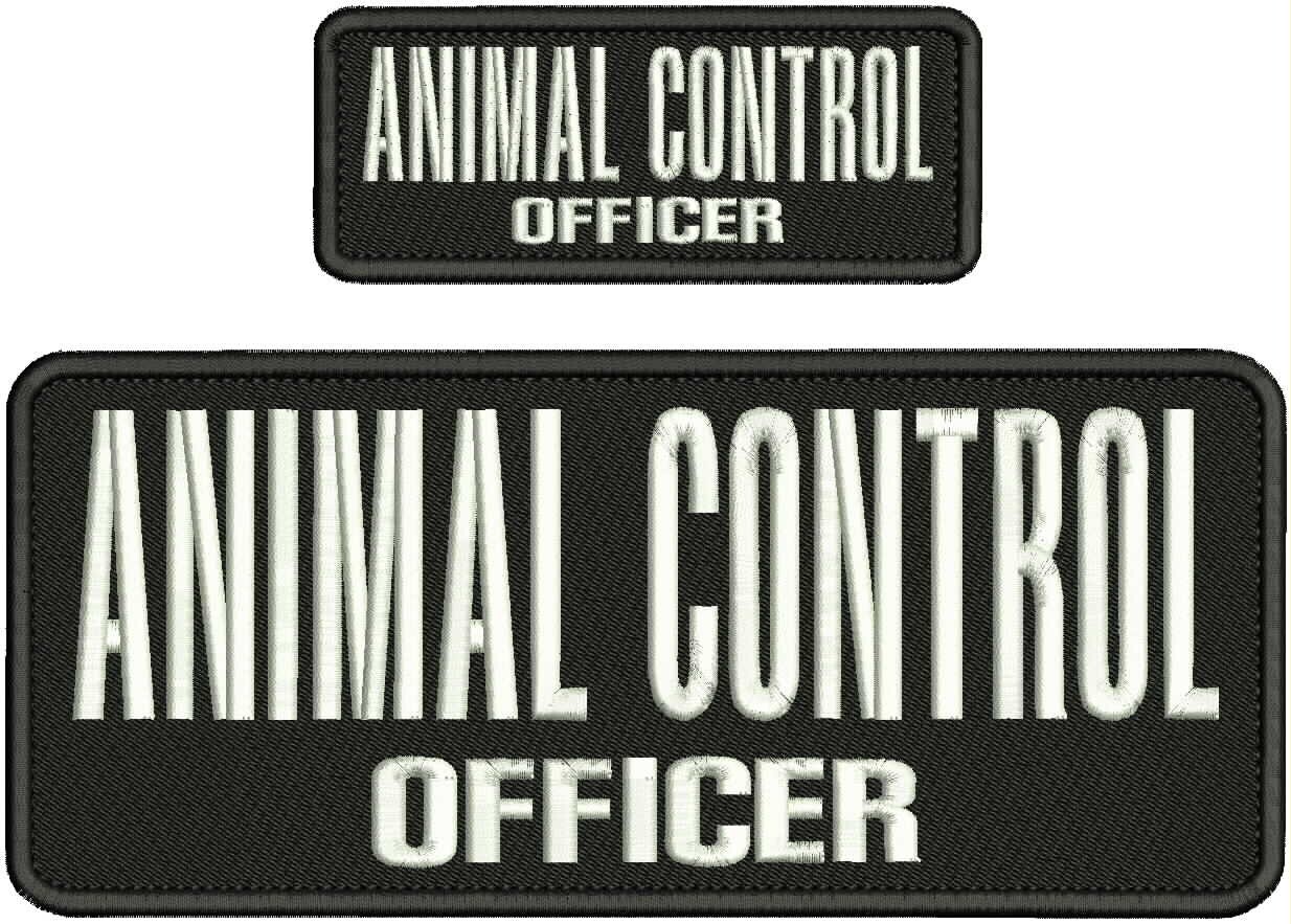 ANIMAL CONTROL OFFICER  EMB PATCH 4X10 AND 2X5 HOOK ON BACK BLACK/WHITE