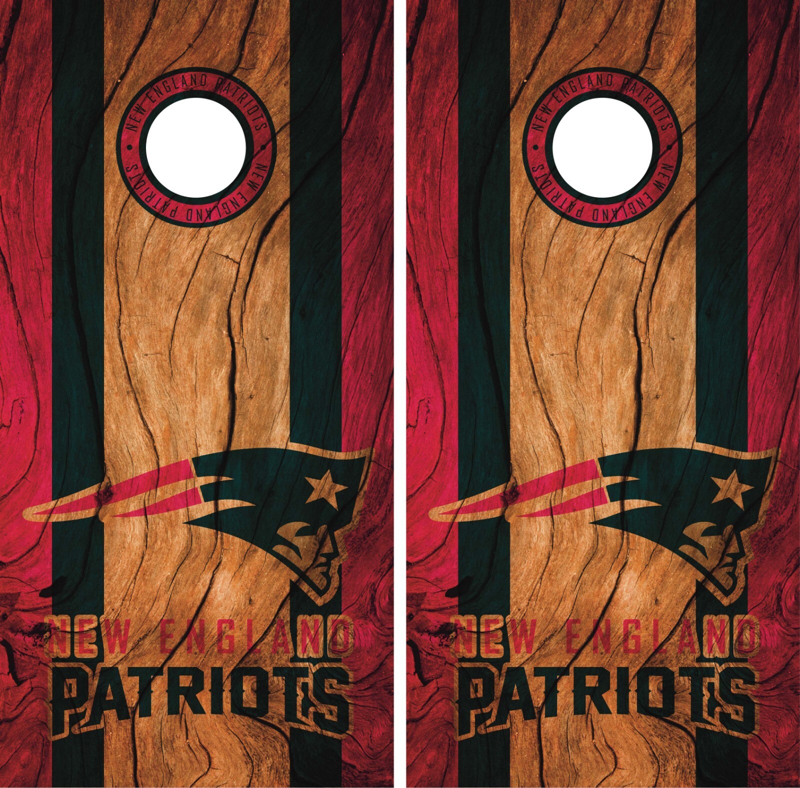 New England Patriots Cornhole Wrap Game Skin Decal Wood Design