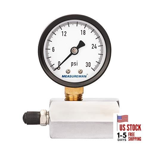 2" Steel Gas Pressure Test Gauge Assembly, 3/4" FNPT 0-30psi Chrome body