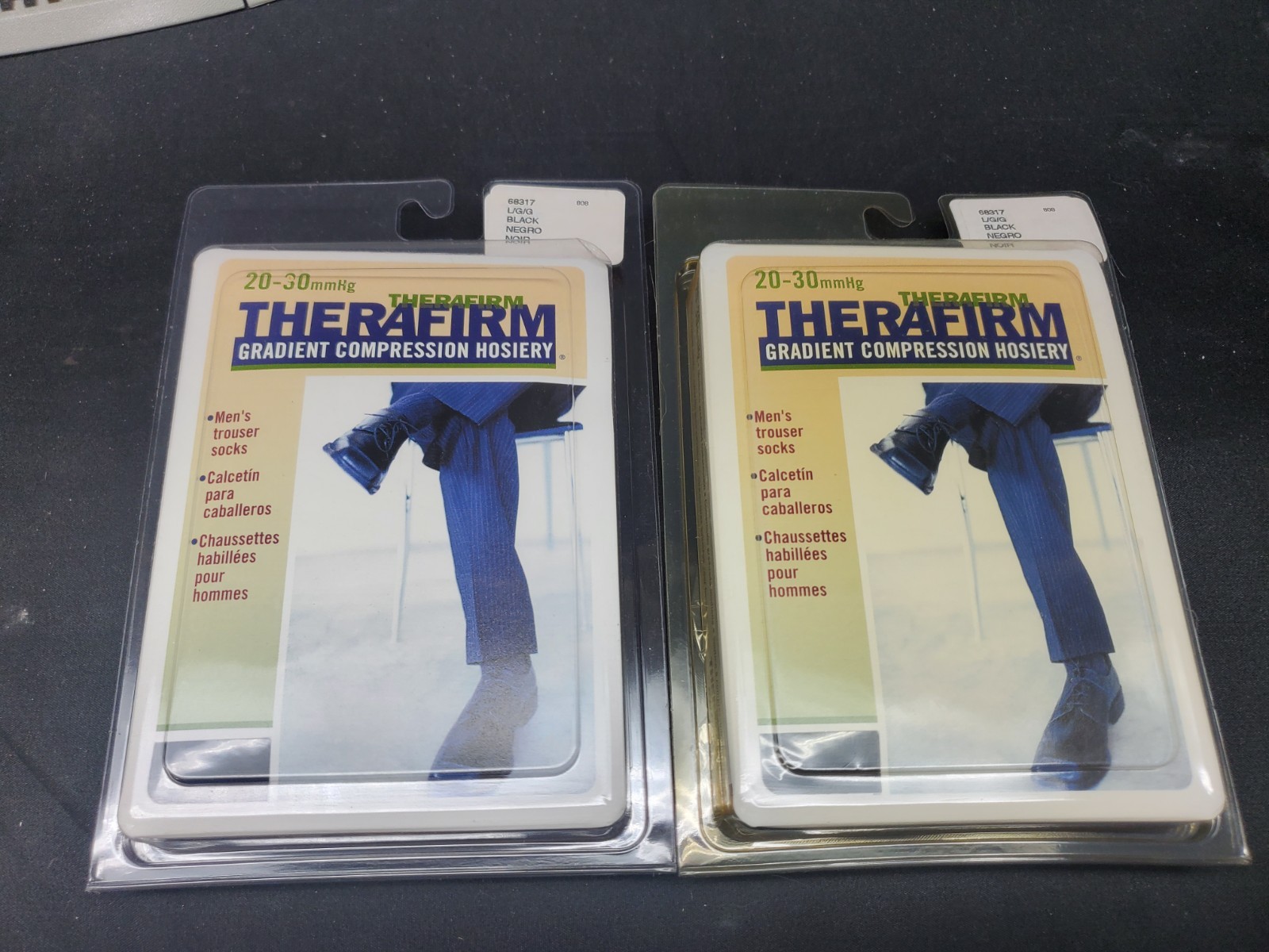 2 Packs Therafirm Gradient Compression Black Stockings 20-30mmHg 68317 Large