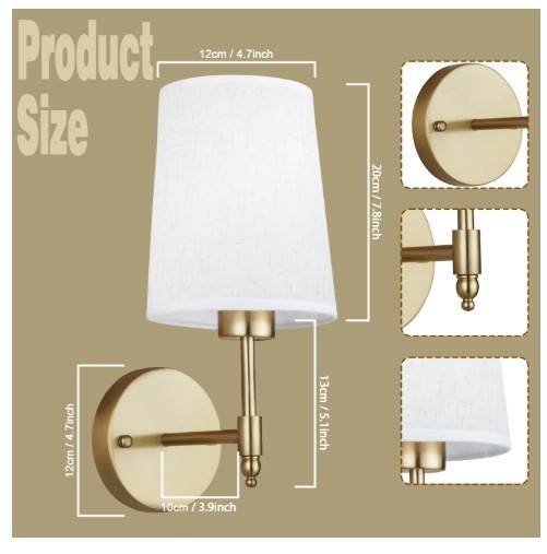 GOLD RECHARGEABLE WALL SCONCE (WIRELESS) w/ REMOTE
