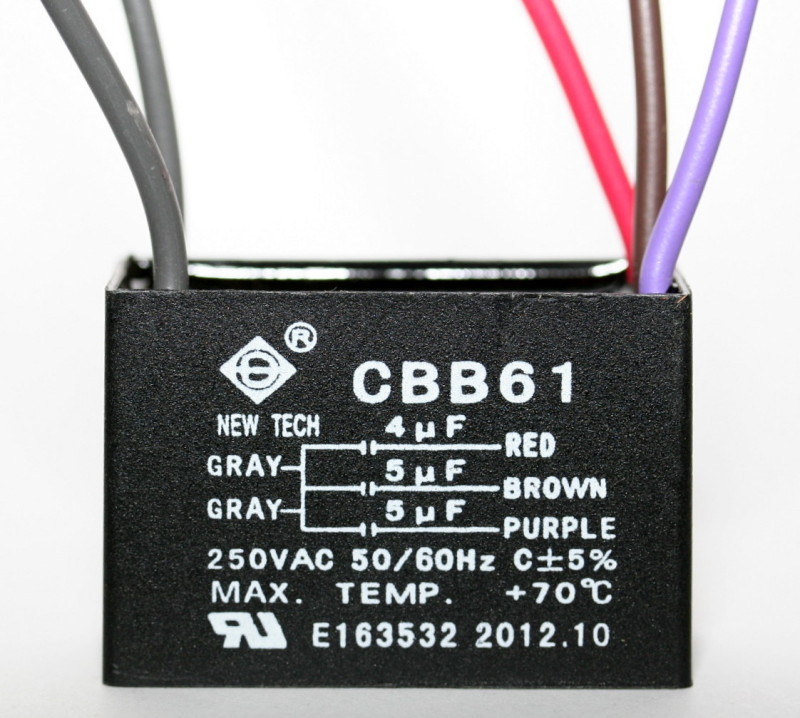 CEILING FAN CAPACITOR CBB61 4uf+5uf+5uf 5 WIRE