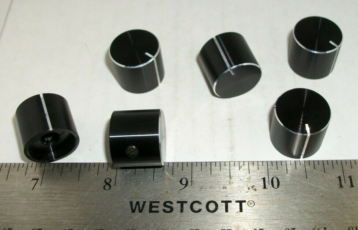 LOT OF VINTAGE SOLID ALUM. BLACK AND CHROME FOR 1/4 INCH SHAFT POTS/SWITCHES  S
