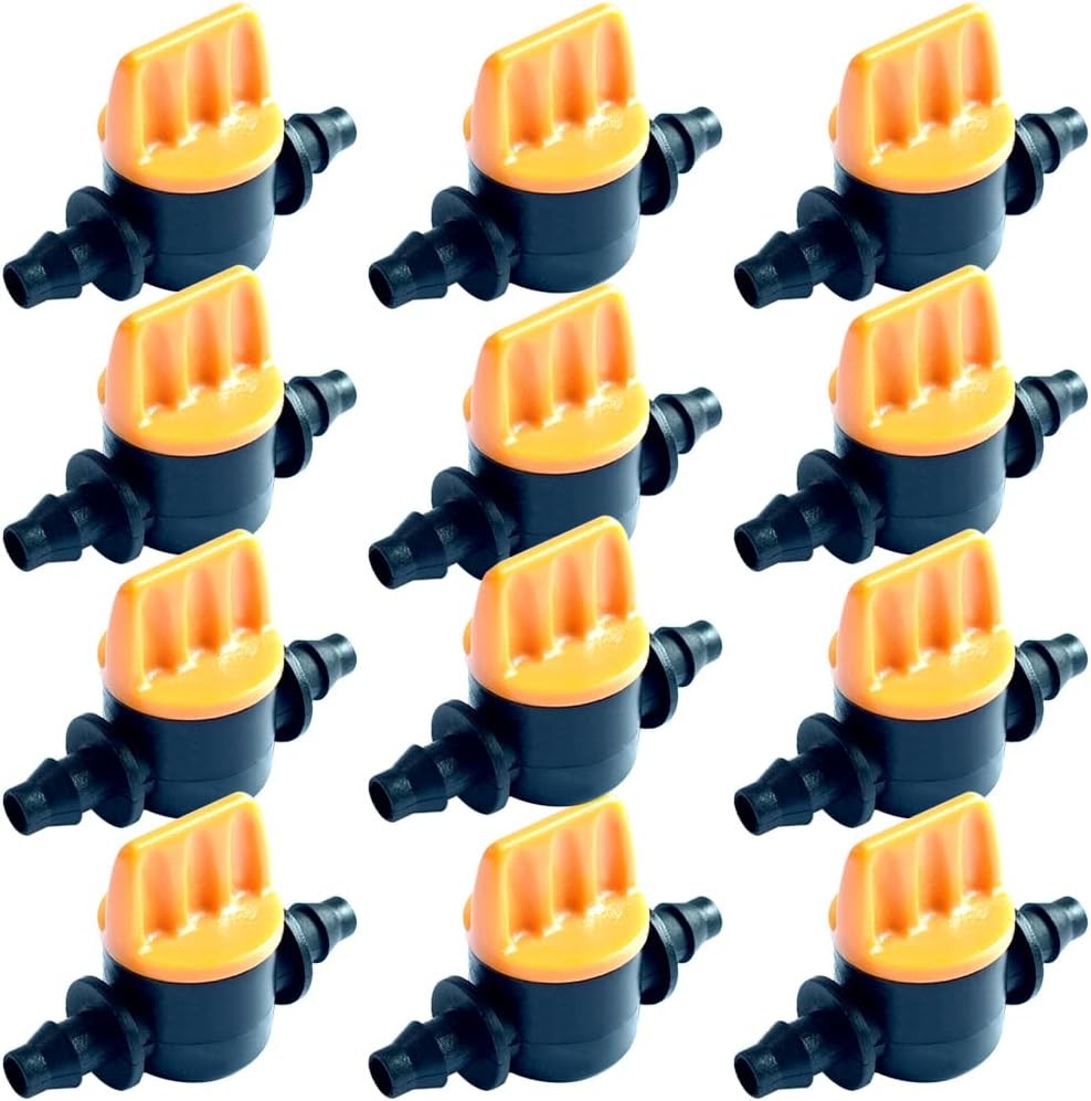 1/4“ Drip Irrigation Shut-Off Switch Valve, Black Plastic Universal Ball...