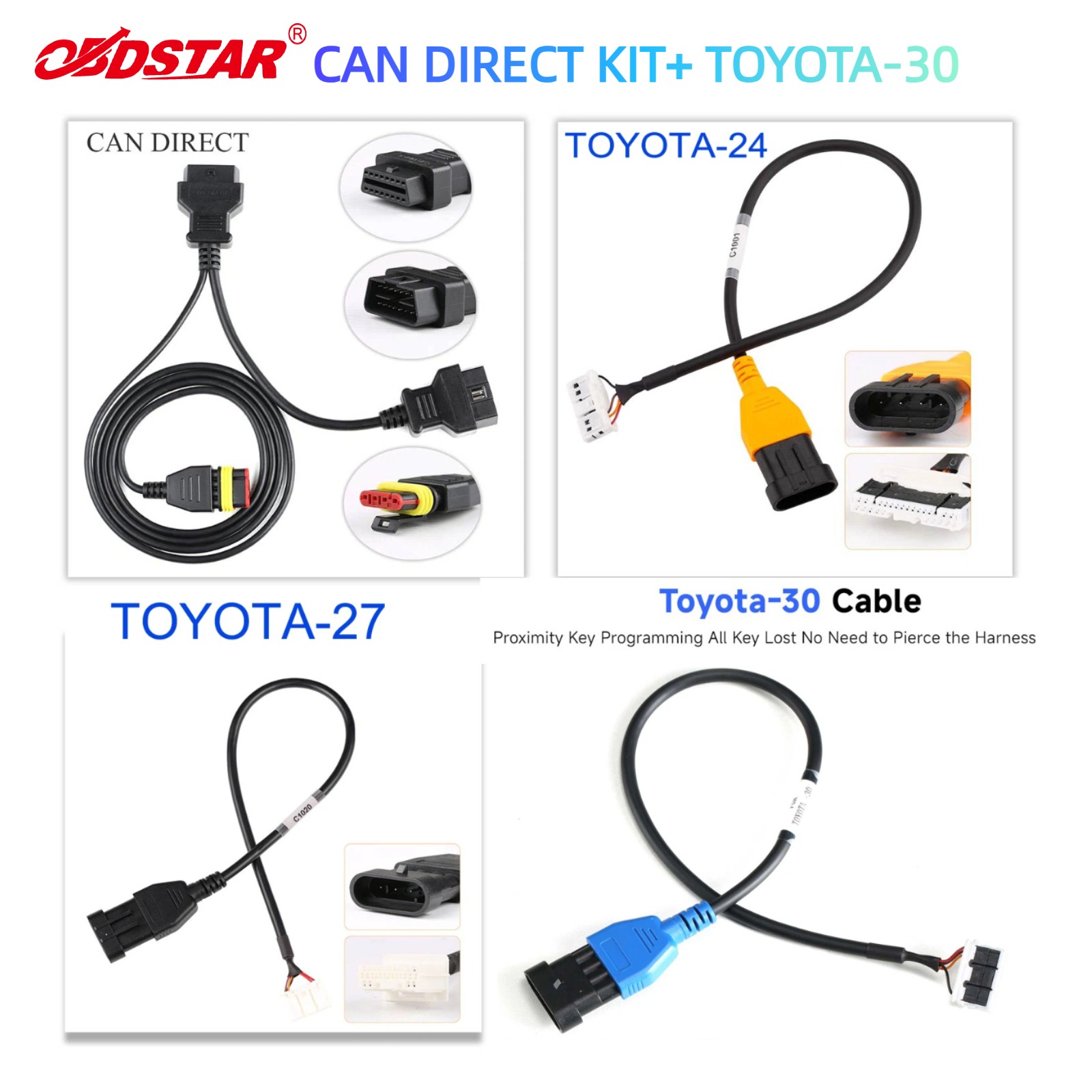 OBDSTAR CAN DIRECT KIT with TOYOTA-24 & TOYOTA-27 Cable and T0YOTA -30 V2 Cables
