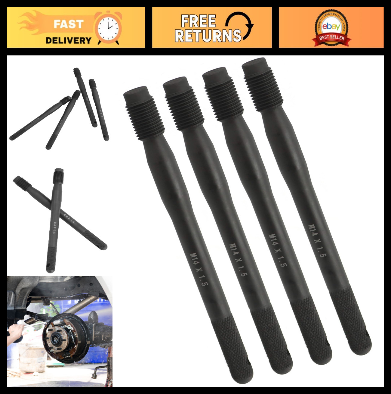 4 Pack Wheel Alignment Pins M14 x 1.5 Steel Tire Change Guide Studs for Cars