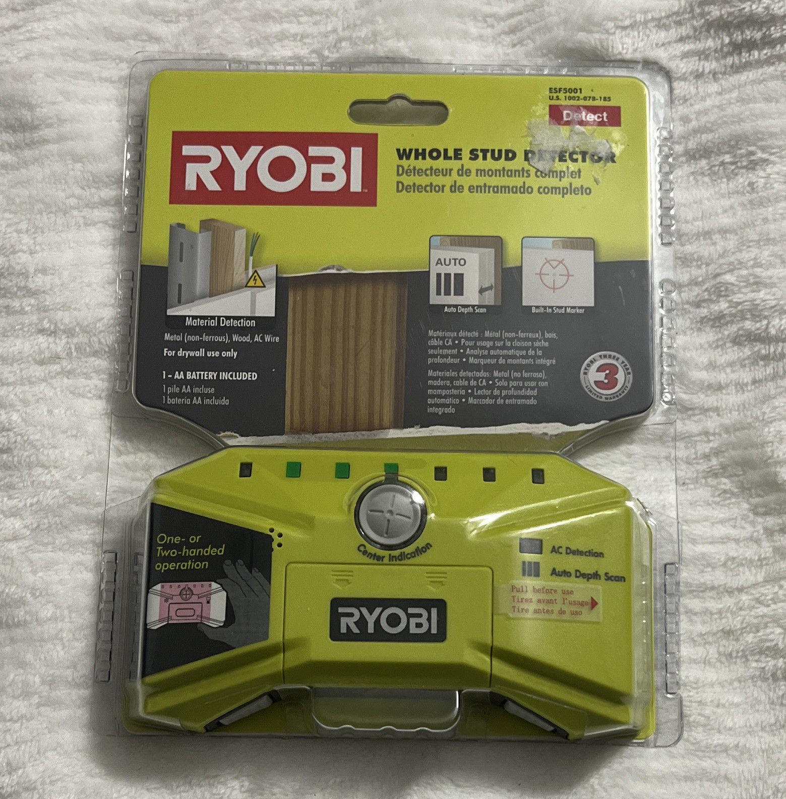 RYOBI ESF5001 Stud Finder Auto Depth Scan AC Detection Built-In Stud Marker