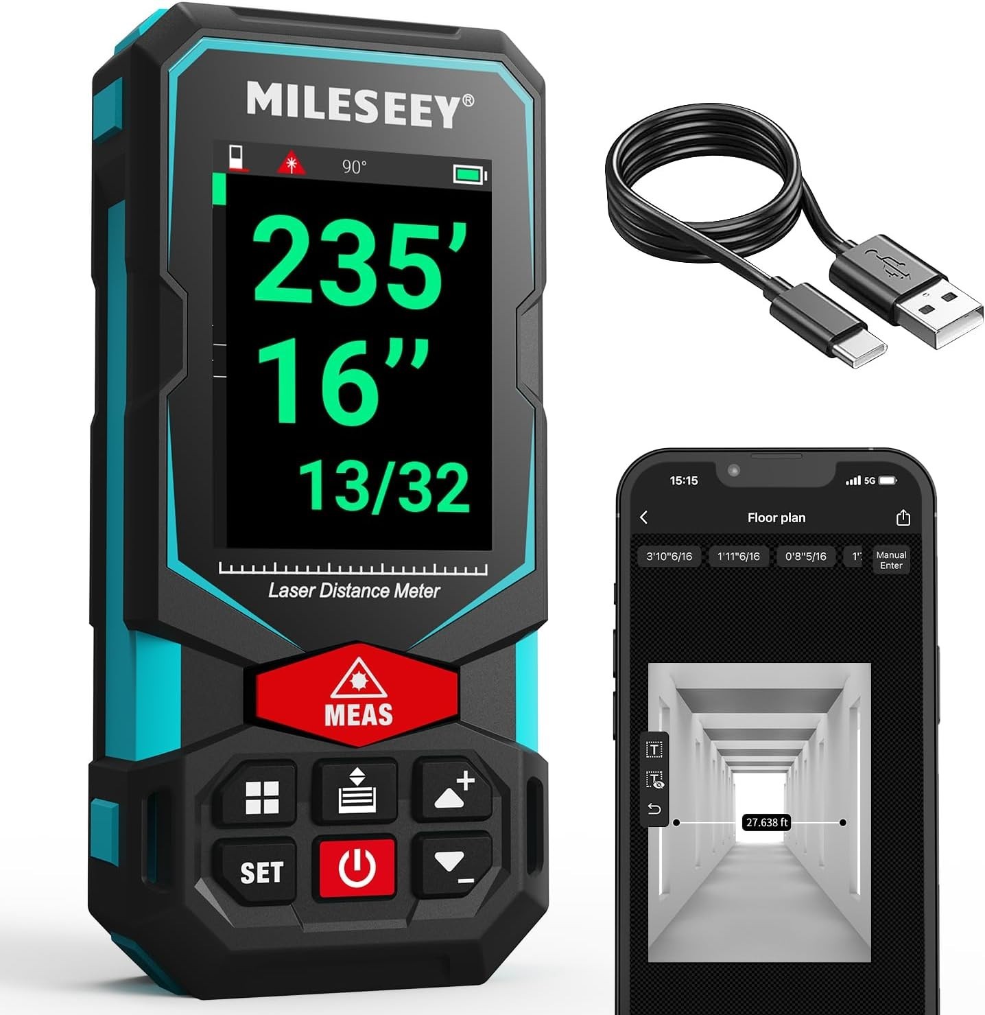 Laser Measurement Tool, MiLESEEY 330Ft Multifunctional Laser Measure with 2.4"