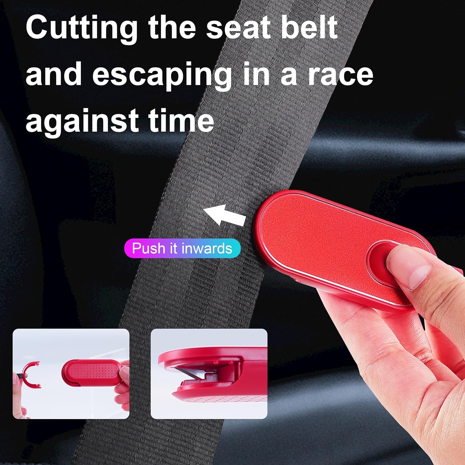 Emergency Escape Tool 2-Pack Window Breaker & Seatbelt Cutter 2-in-1 Portable Ca
