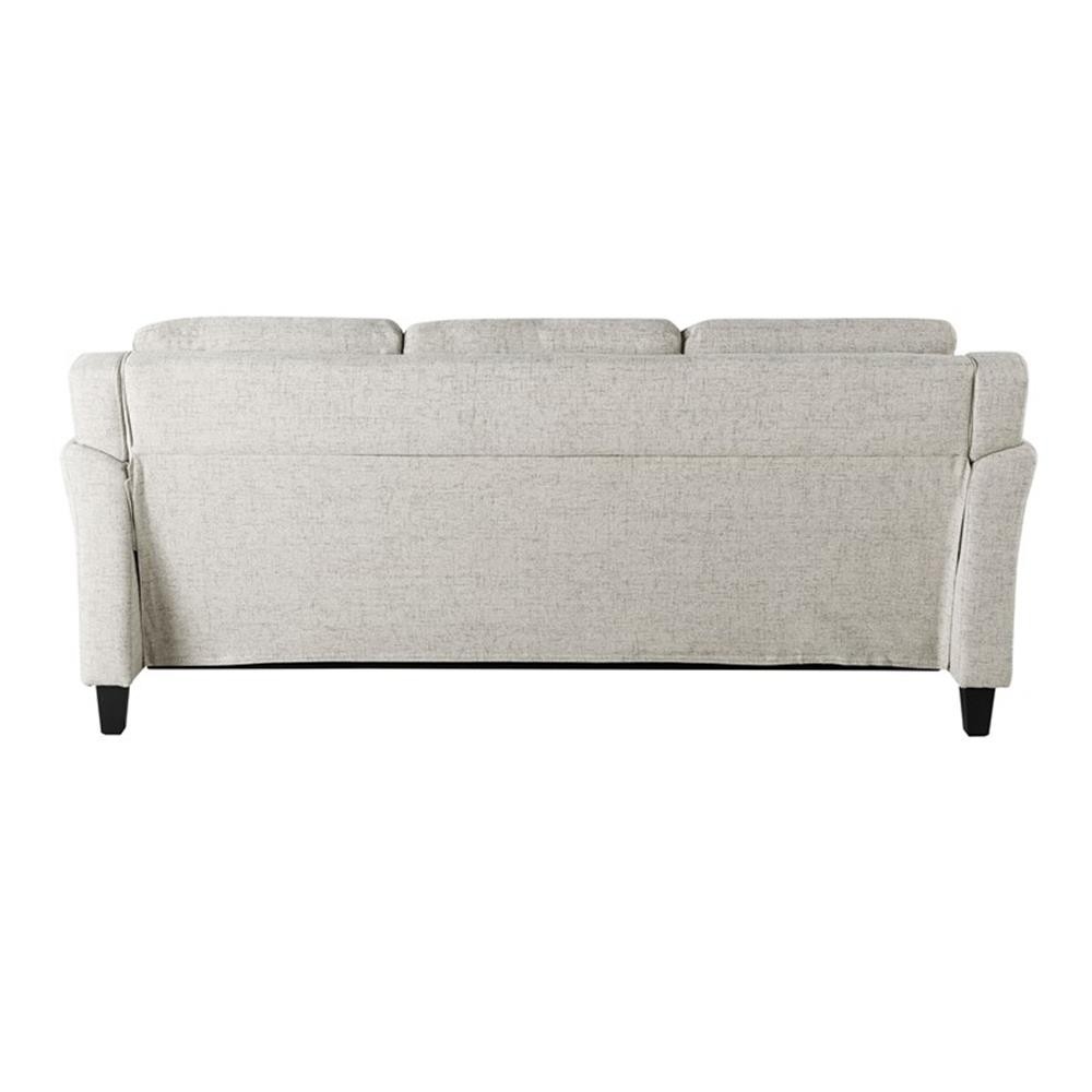 Bowery Hill Transitional Stationary Sofa in Beige Fabric Upholstery
