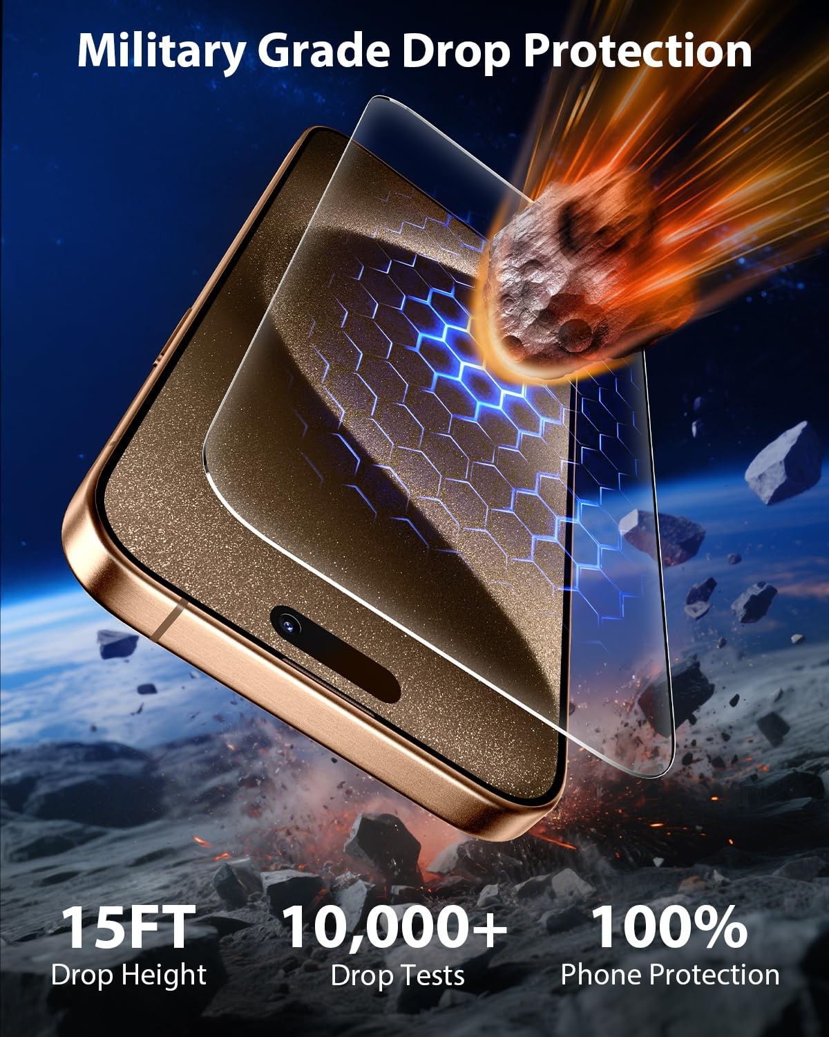 For iPhone 15 Pro Max Screen Protector 3 Pack 9H Tempered Glass Bubble Free